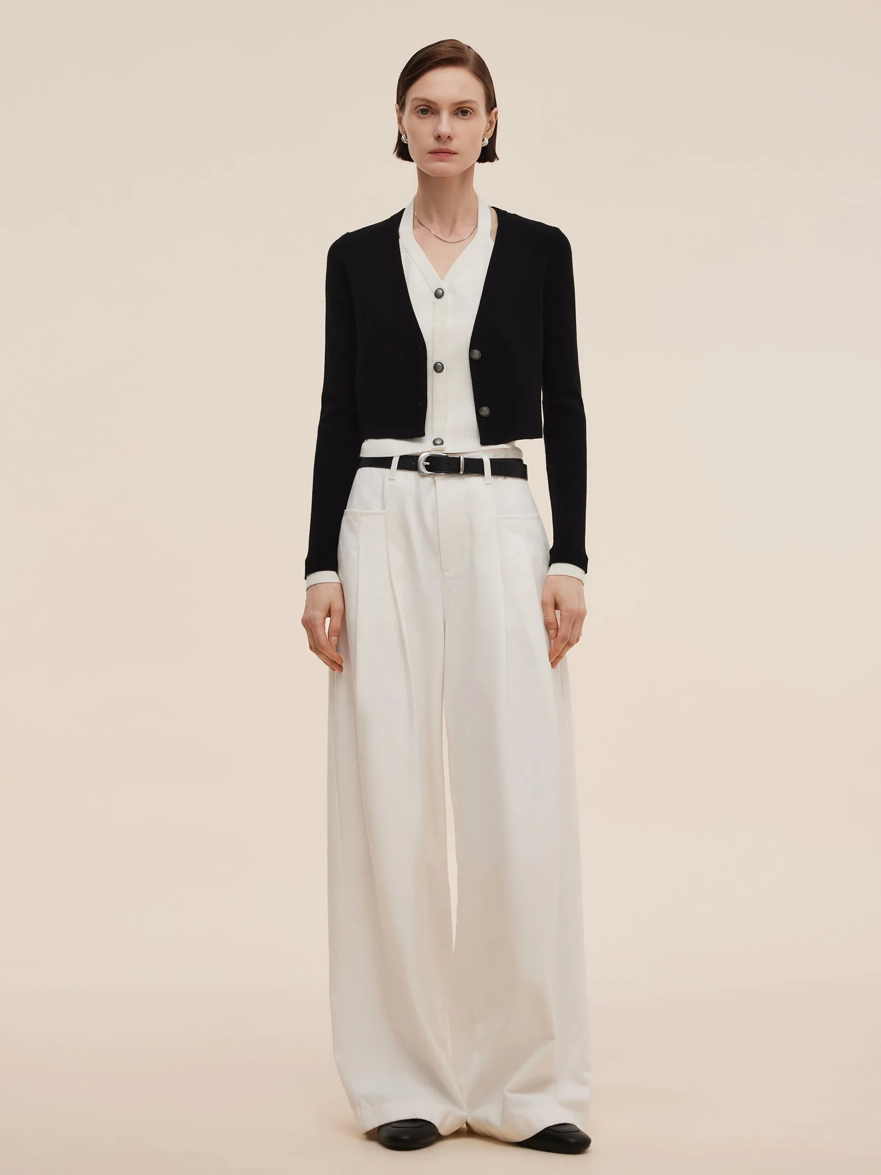 Denim Women High-Waisted Wide Leg Jeans With Leather Belt sold by Goelia product image thumbnail 2