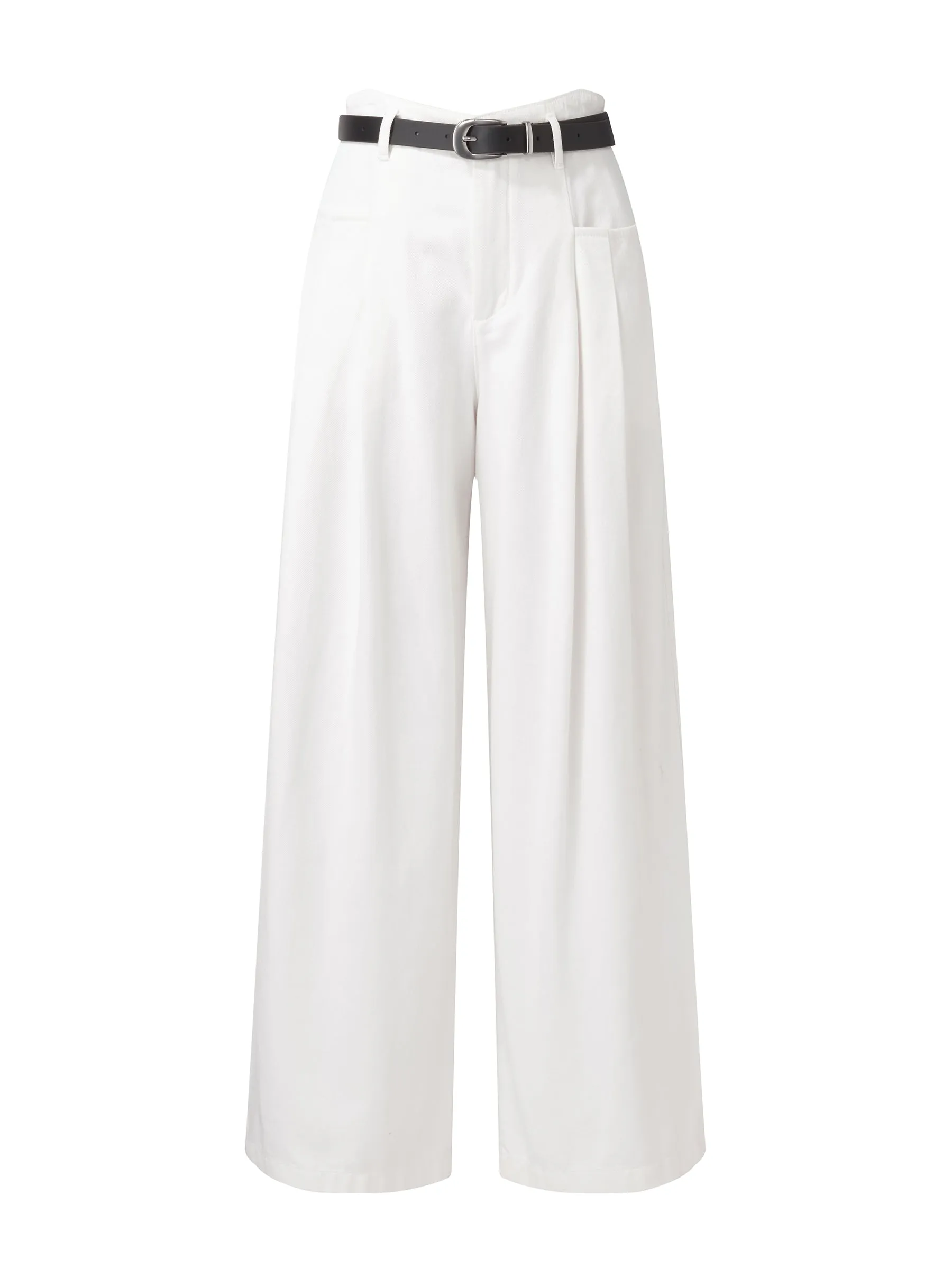Denim Women High-Waisted Wide Leg Jeans With Leather Belt sold by Goelia product image thumbnail 5