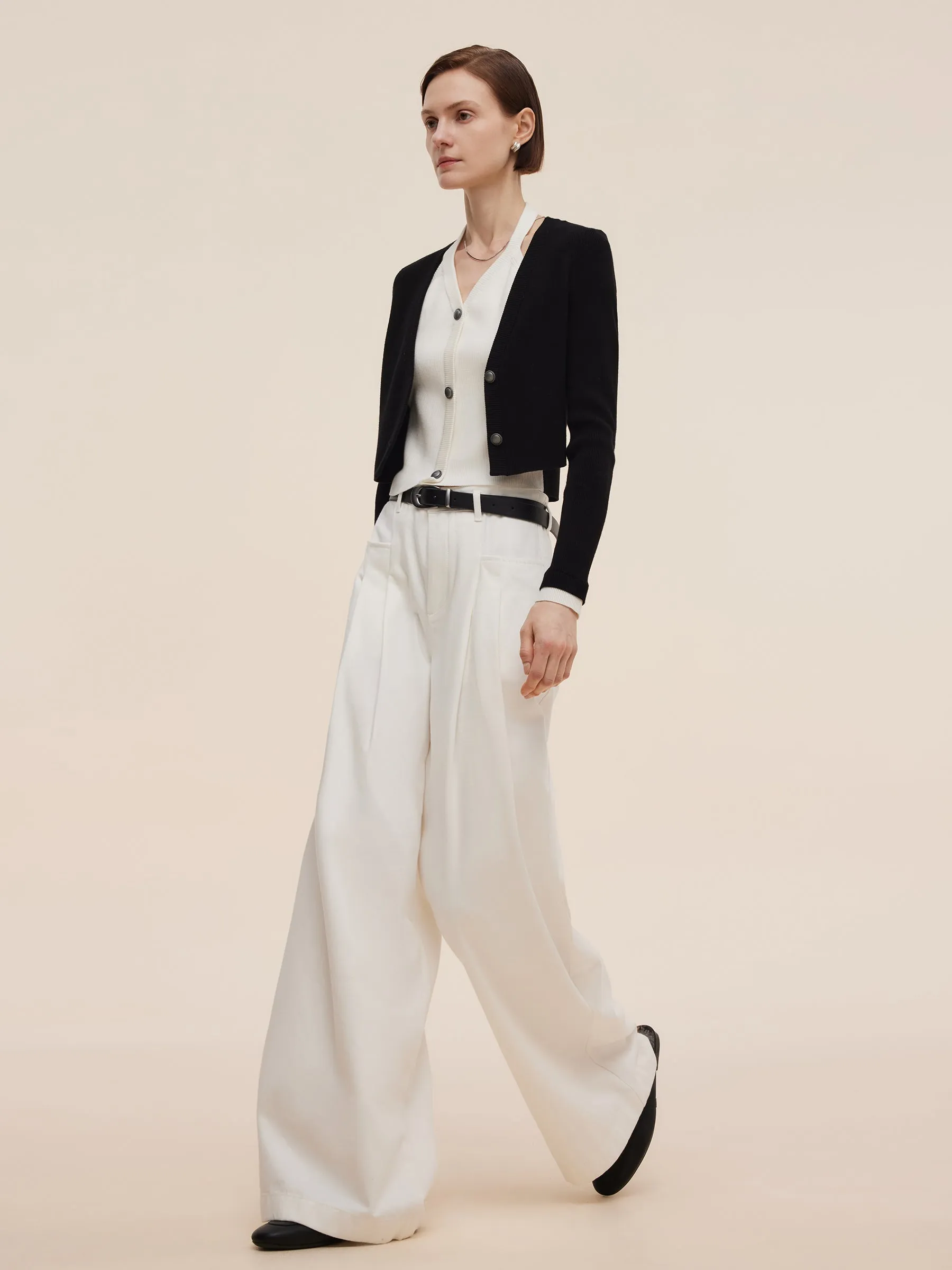 Denim Women High-Waisted Wide Leg Jeans With Leather Belt sold by Goelia product image thumbnail 4