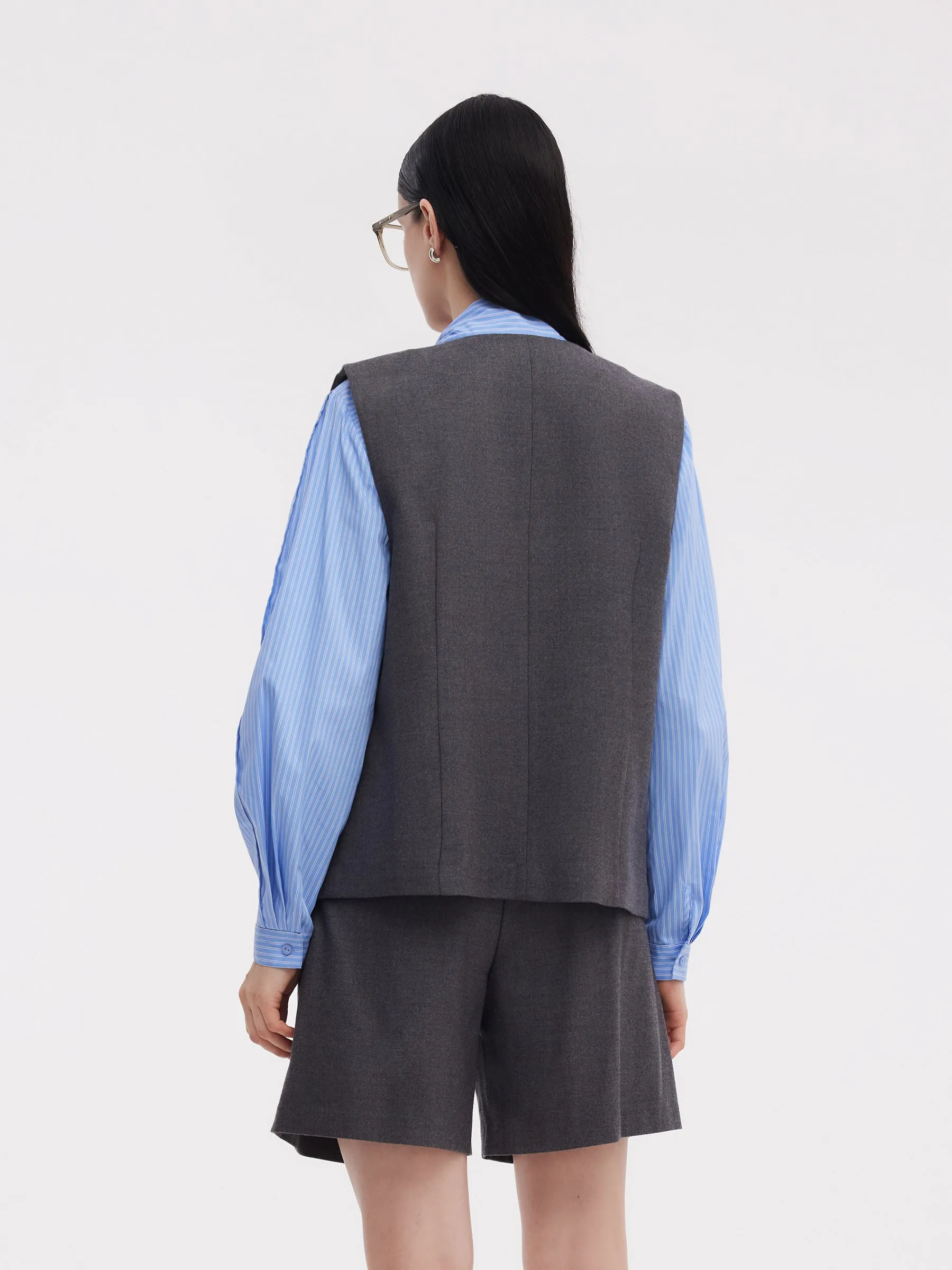 Wool Blend Vest And Blouse Two-Piece Set sold by Goelia product image thumbnail 3