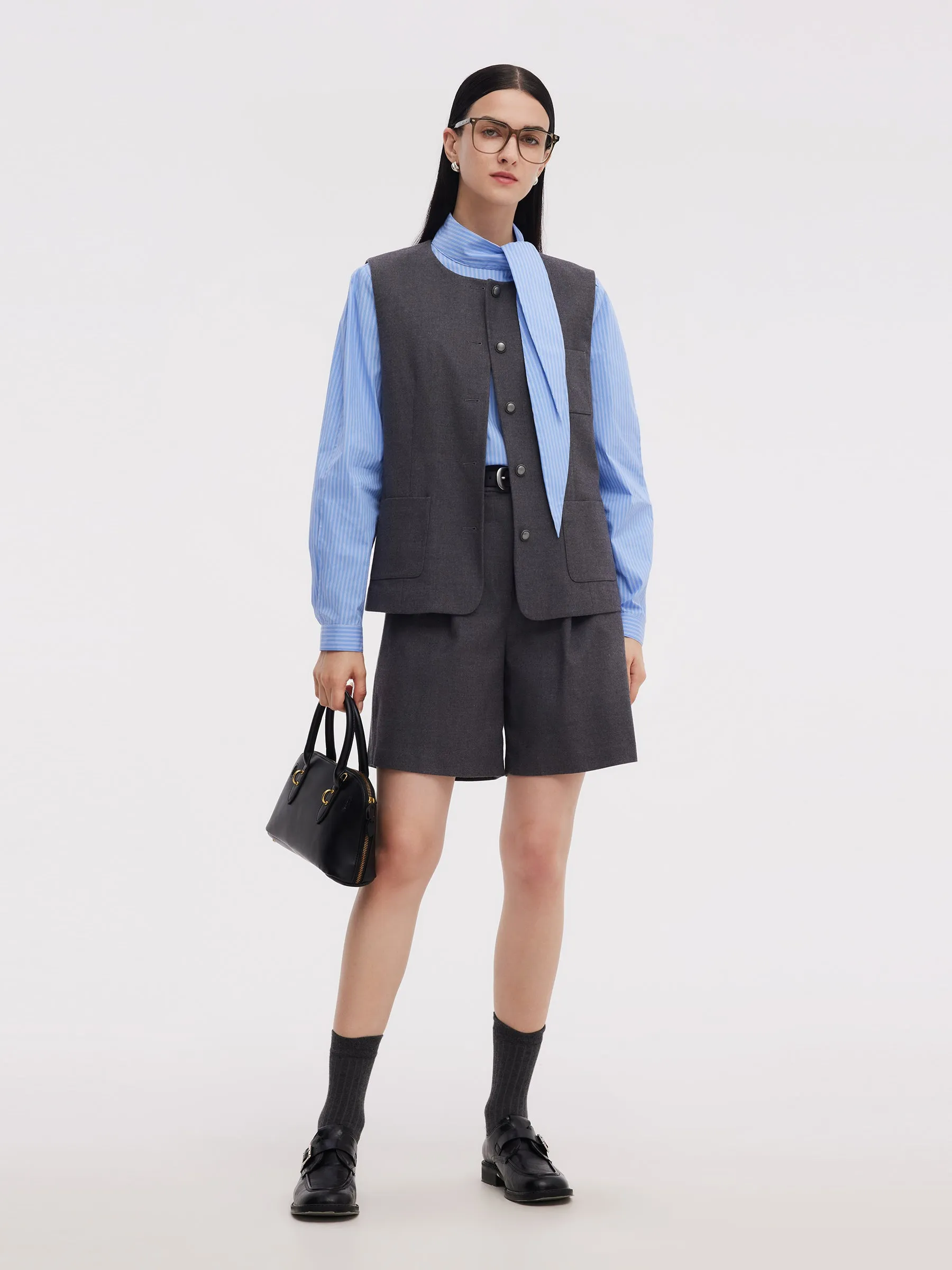 Wool Blend Vest And Blouse Two-Piece Set sold by Goelia product image thumbnail 2