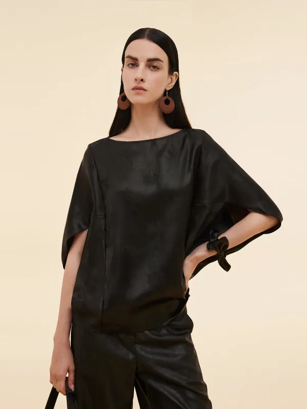 19MM Xiang Yun Silk Jacquard Boat Neck Women Cape Blouse sold by Goelia