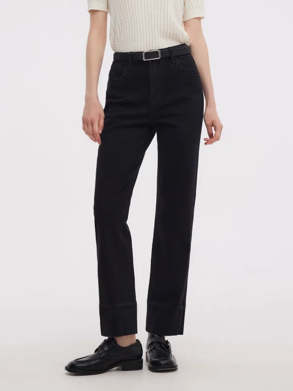 Cotton Denim Women Ankle Length Folded Jeans sold by Goelia