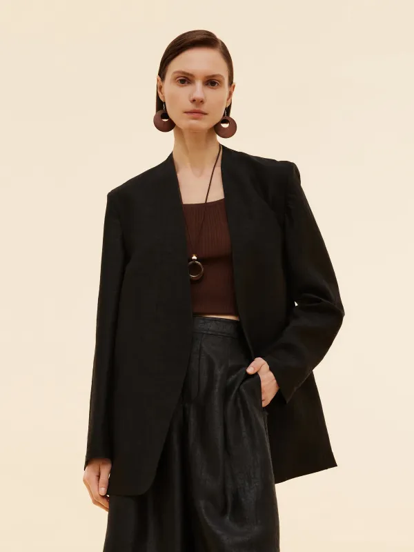 22MM Xiang Yun Silk Unisex Collarless Blazer sold by Goelia