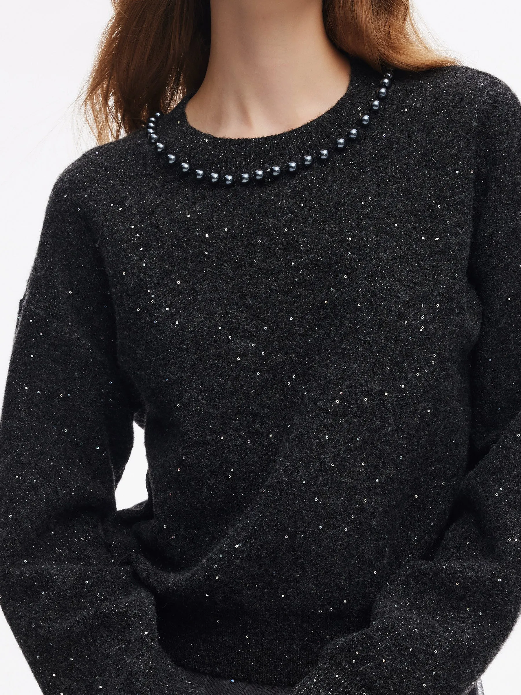 Sequins Beaded Round Neck Women Sweater sold by Goelia product image thumbnail 5