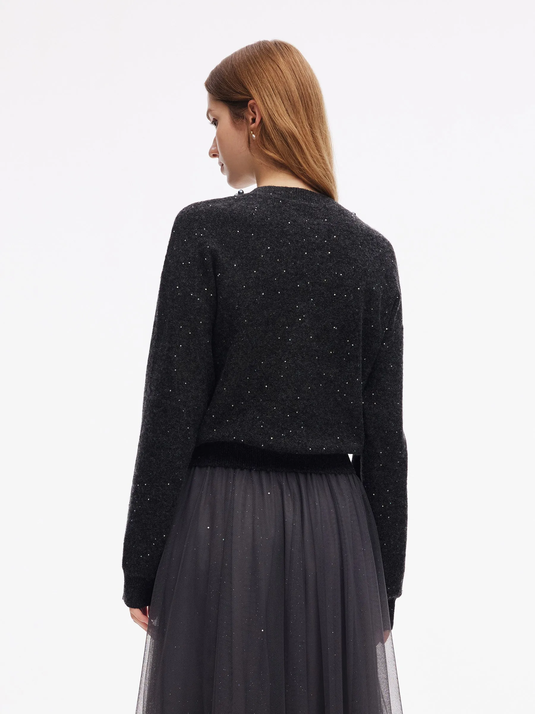 Sequins Beaded Round Neck Women Sweater sold by Goelia product image thumbnail 3