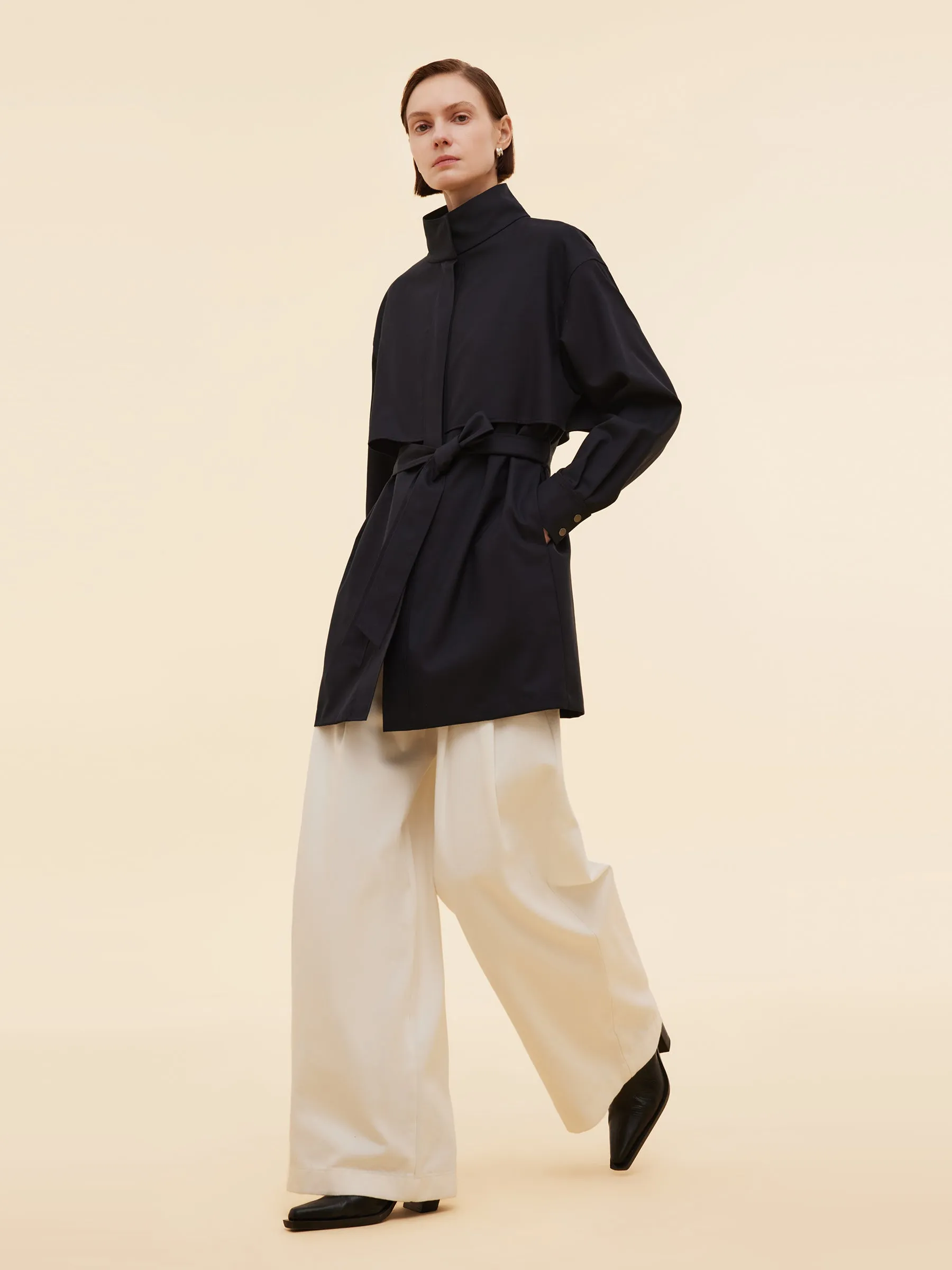 Worsted Wool Blend Women Trench Coat sold by Goelia product image thumbnail 2