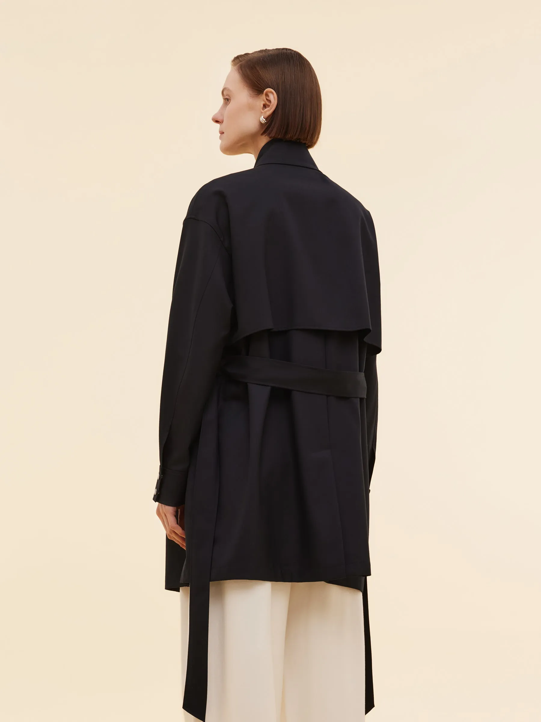 Worsted Wool Blend Women Trench Coat sold by Goelia product image thumbnail 3