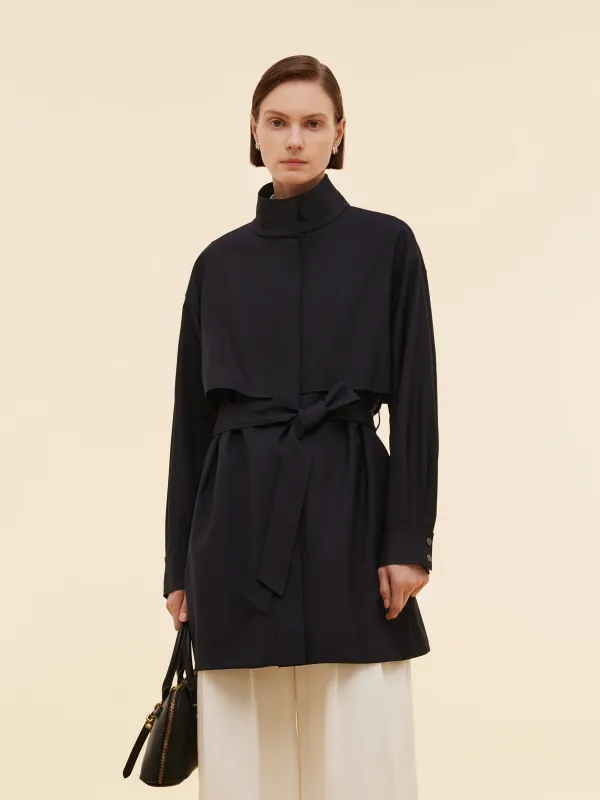 Worsted Wool Blend Women Trench Coat sold by Goelia