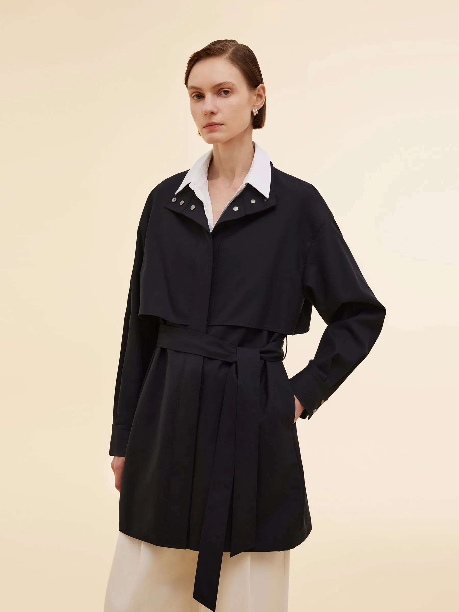Worsted Wool Blend Women Trench Coat sold by Goelia product image thumbnail 4