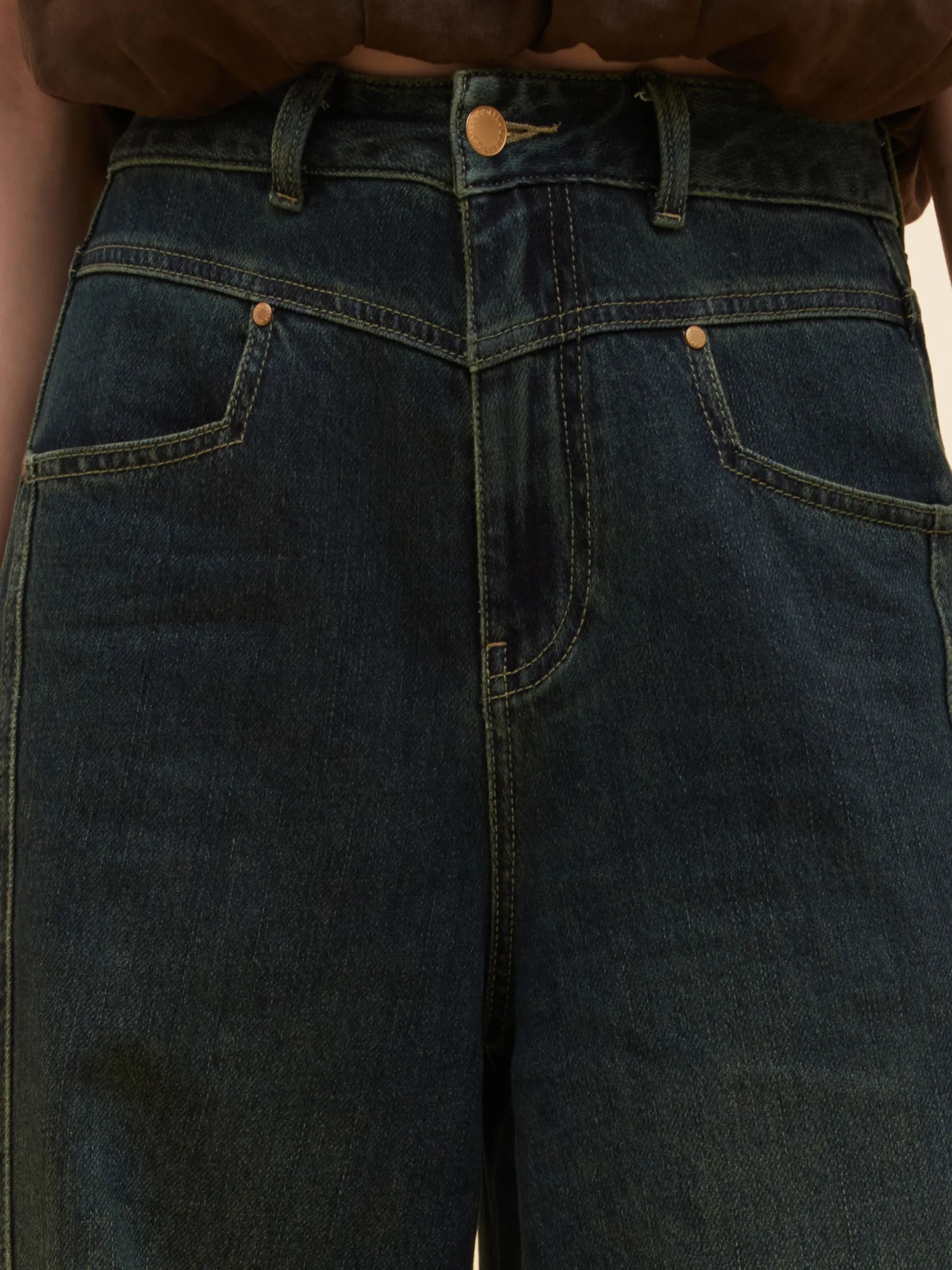 Denim Adjustable Waist Straight Wide Leg Women Jeans sold by Goelia product image thumbnail 5