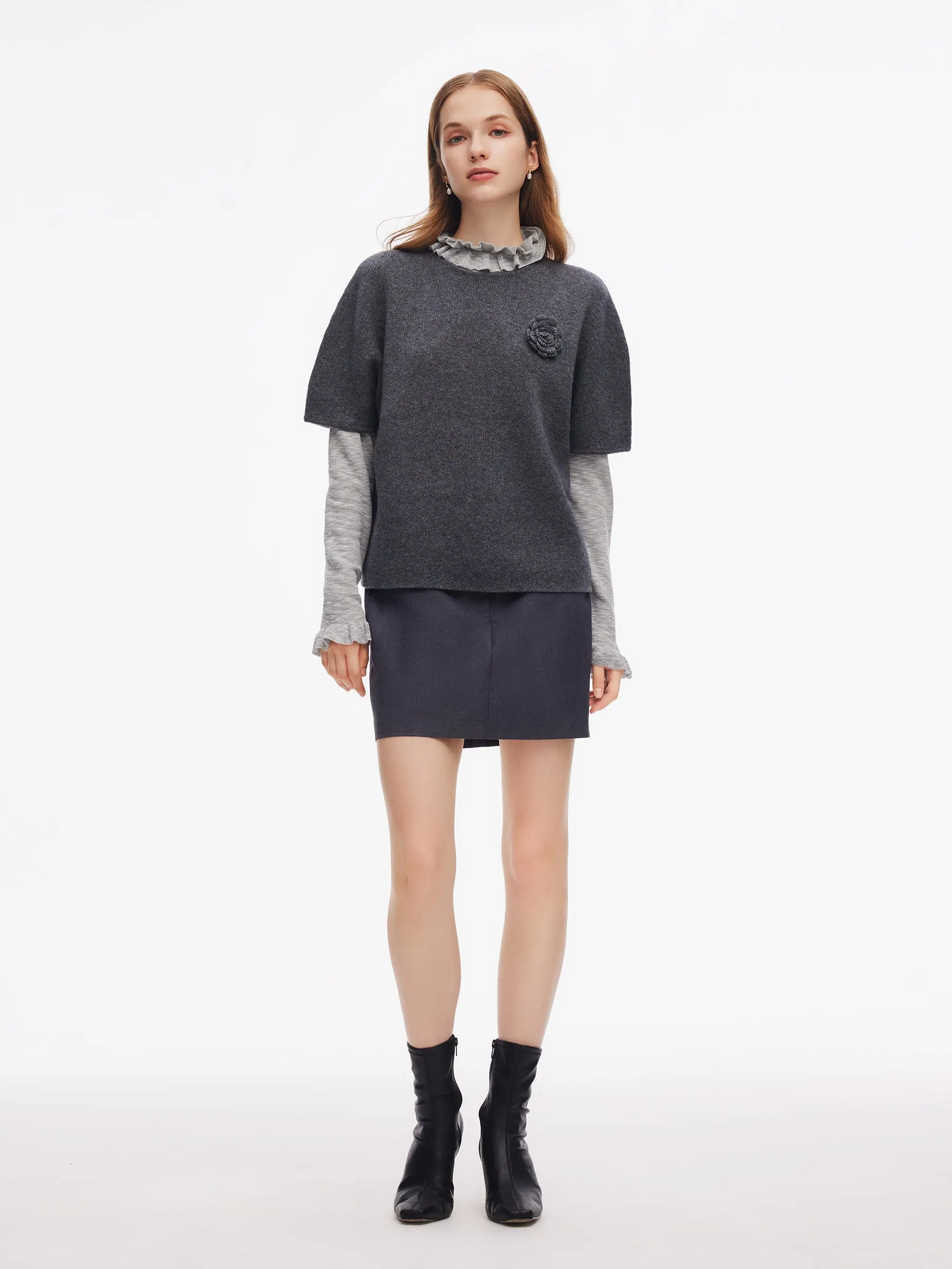 Wool Blend Women Knit Top With Detachable Brooch sold by Goelia product image thumbnail 2