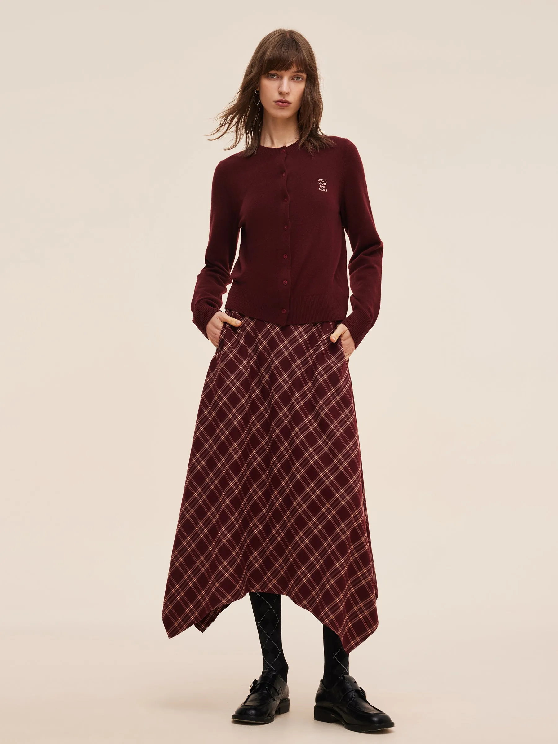 Plaid Asymmetrical Hem Women Skirt With Triangle Scarf sold by Goelia product image thumbnail 5