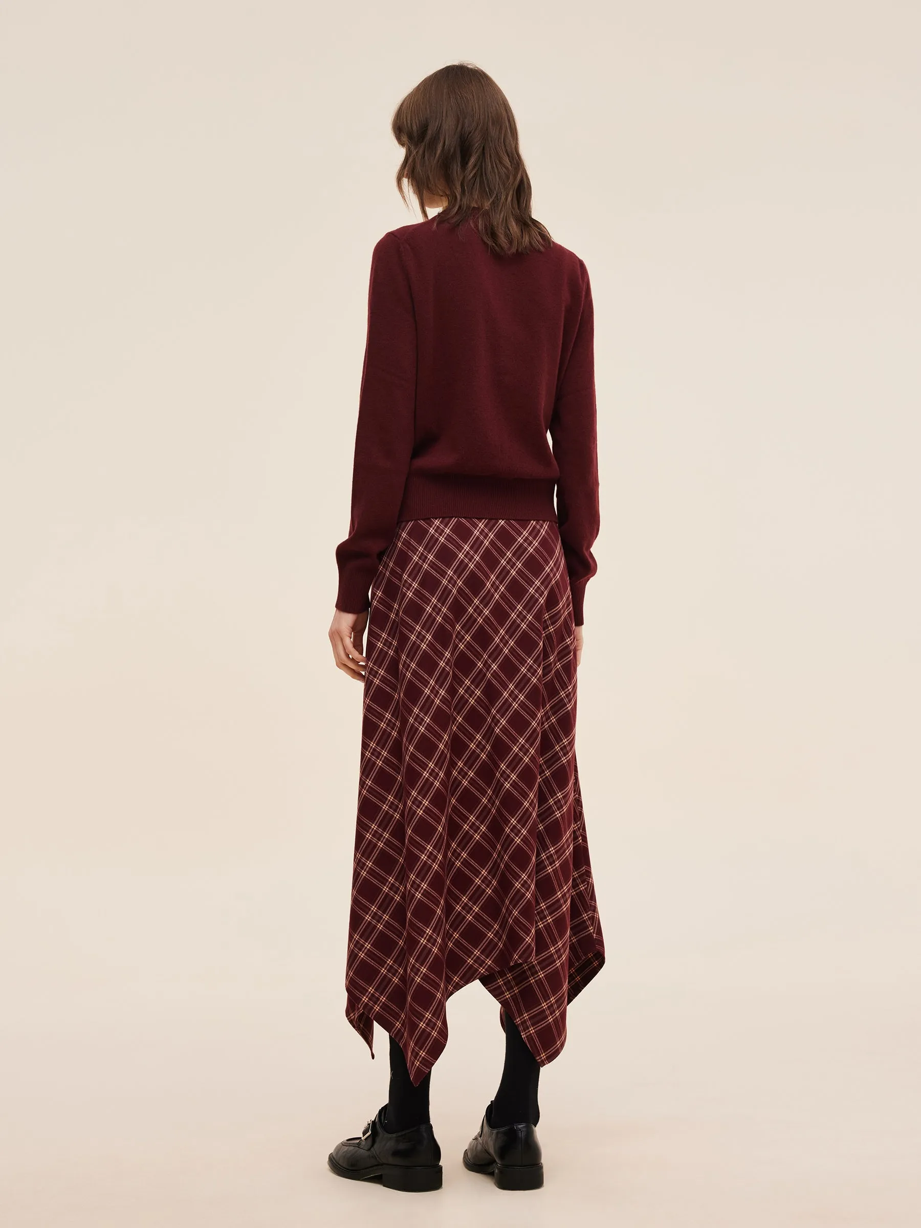 Plaid Asymmetrical Hem Women Skirt With Triangle Scarf sold by Goelia product image thumbnail 3