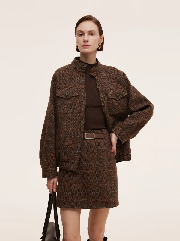 100% Wool Plaid Zip-Up Women Jacket sold by Goelia