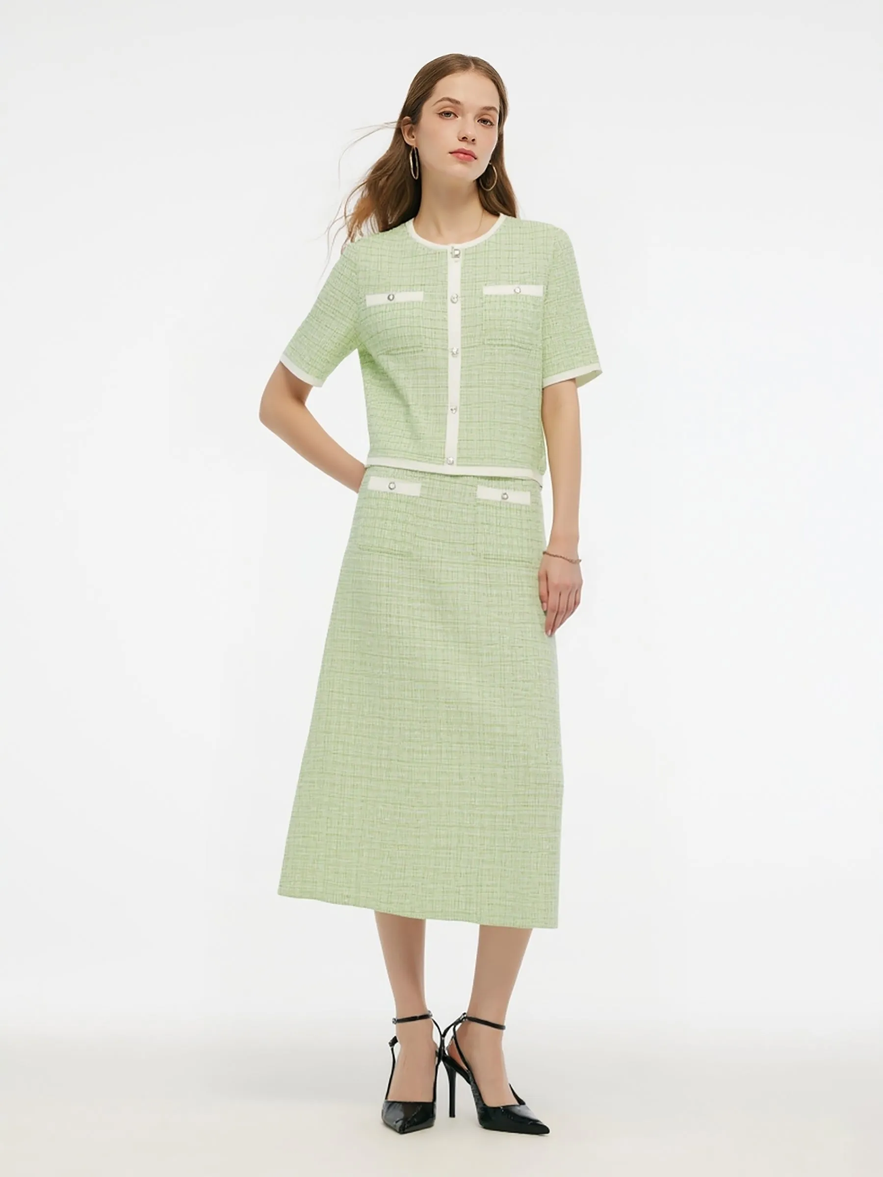 Lyocell Blend Knit Top And Column Skirt Two-Piece Set sold by Goelia product image thumbnail 2