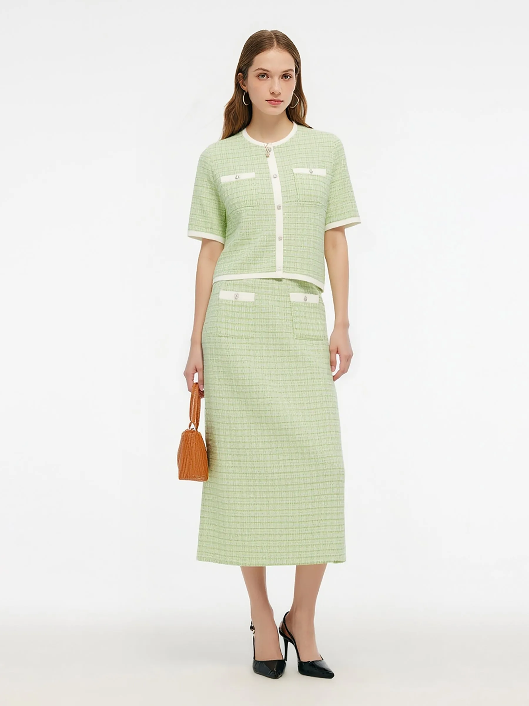 Lyocell Blend Knit Top And Column Skirt Two-Piece Set sold by Goelia