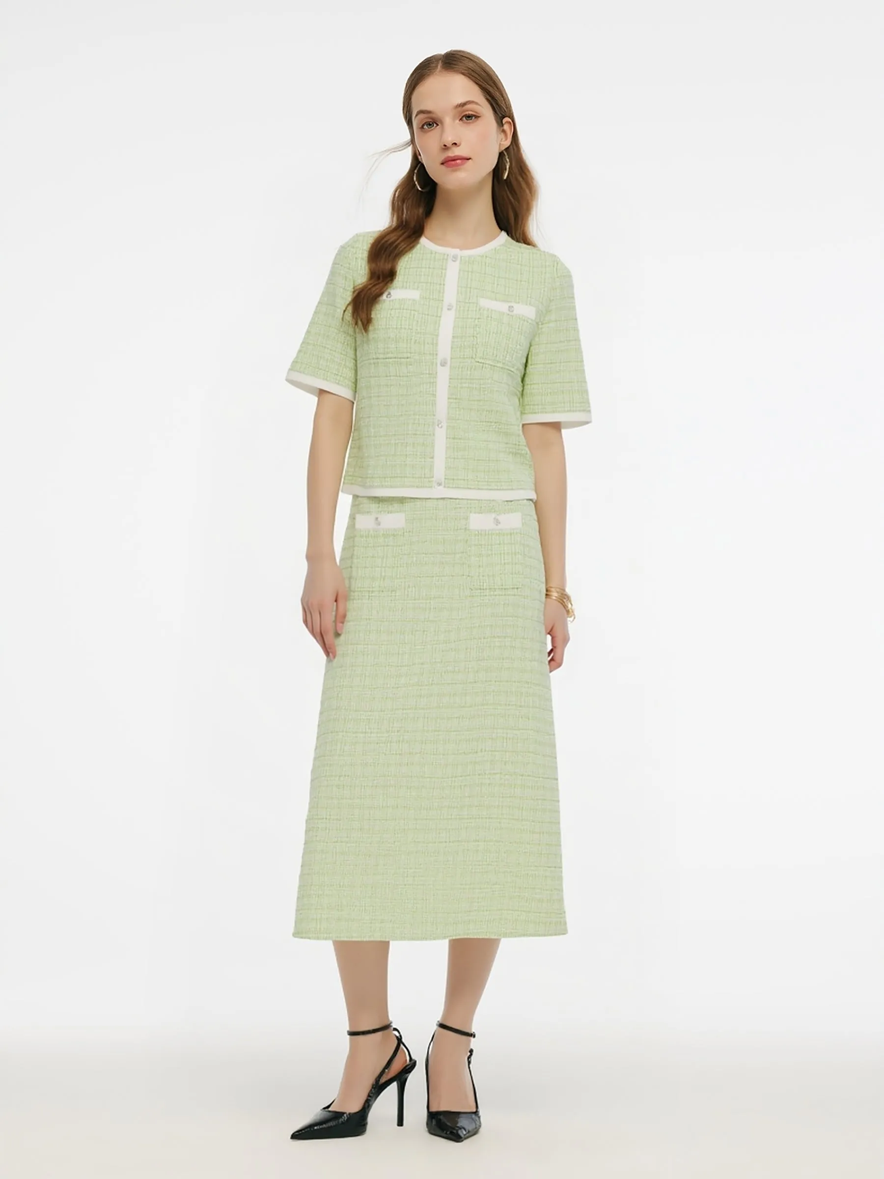 Lyocell Blend Knit Top And Column Skirt Two-Piece Set sold by Goelia product image thumbnail 3