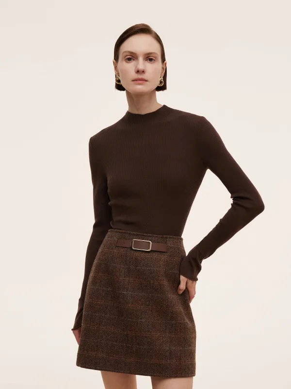 100% Machine Washable Wool Mock Neck Women Knit Top sold by Goelia