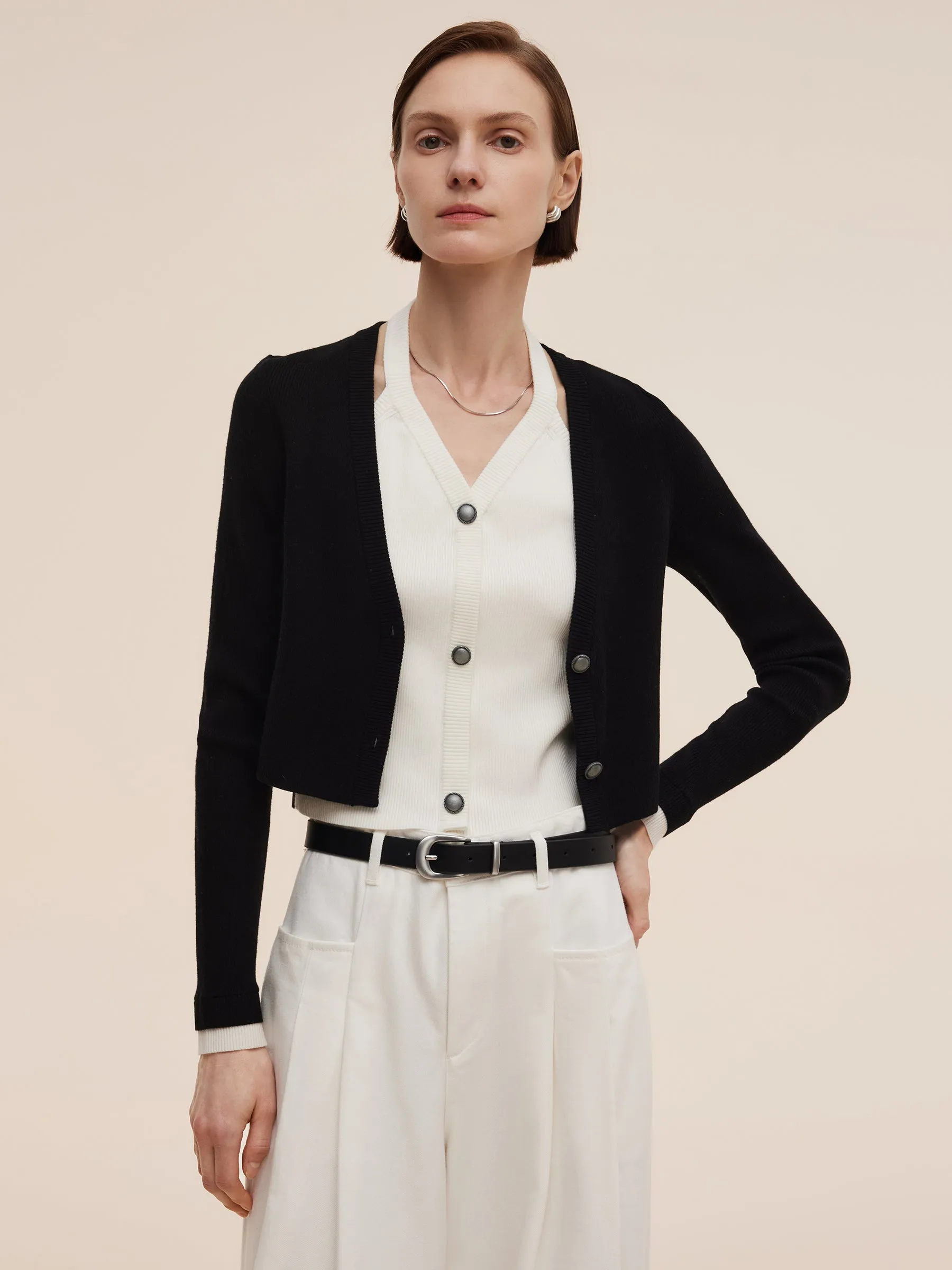 Lyocell Blend Faux Two-Piece Women Knit Top sold by Goelia