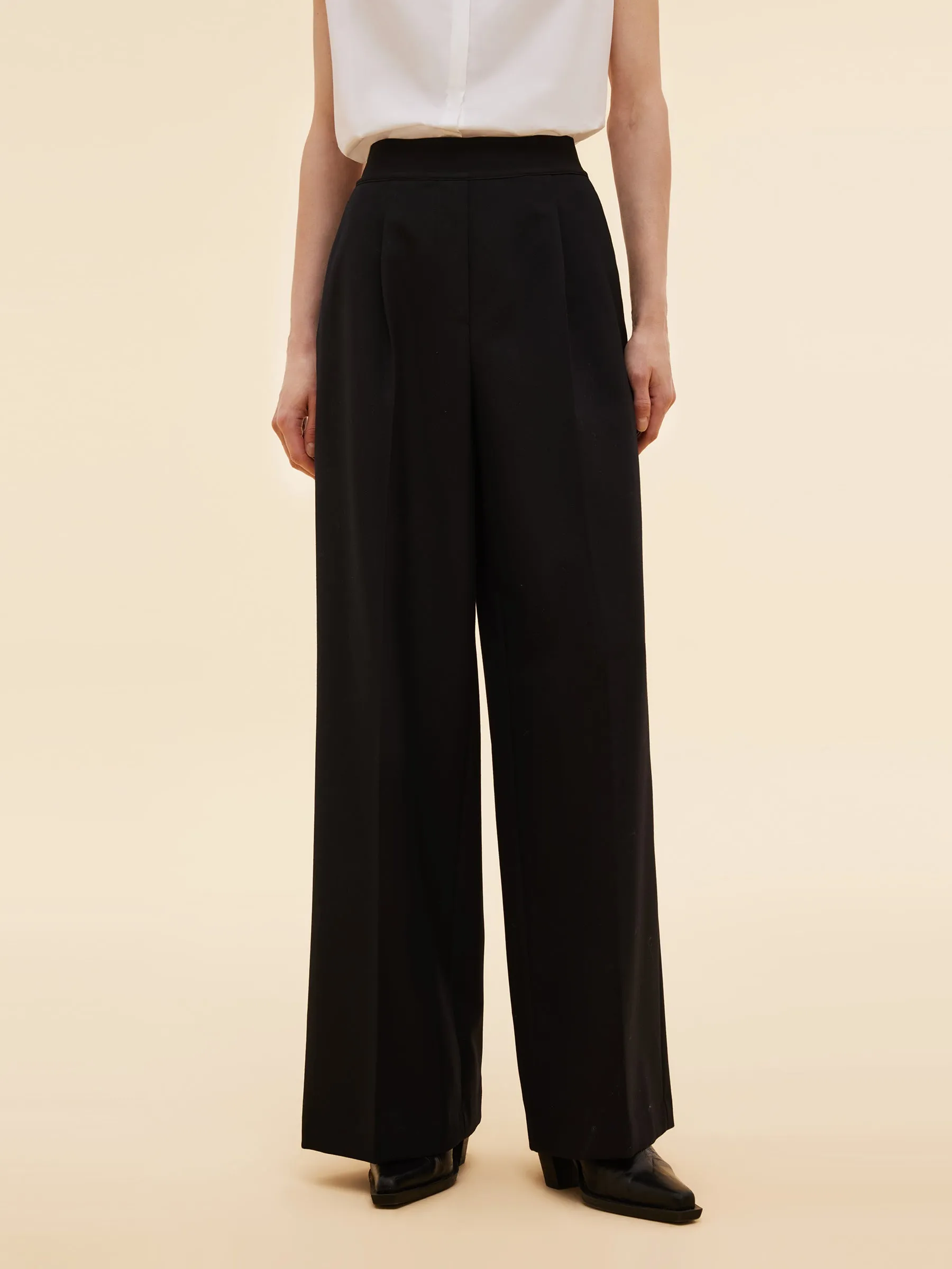 Worsted Wool Blend Straight Wide Leg Women Pants sold by Goelia