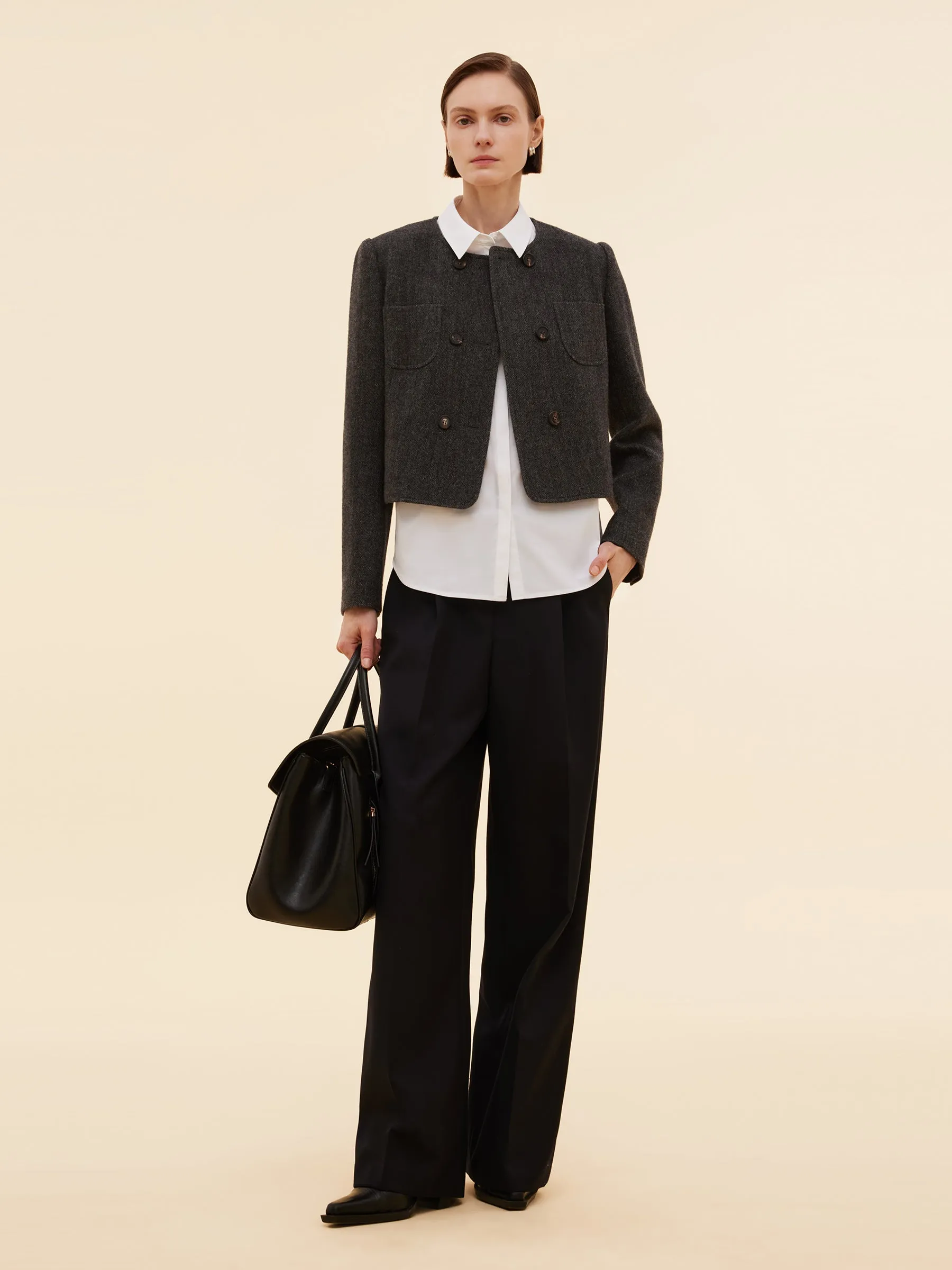 Worsted Wool Blend Straight Wide Leg Women Pants sold by Goelia product image thumbnail 2