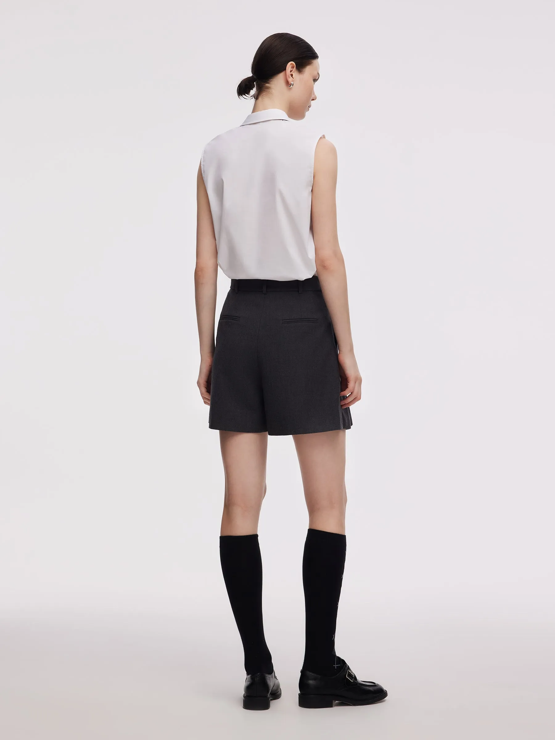 Worsted Wool Blend Pleated A-Line Women Culotte Skirt sold by Goelia product image thumbnail 3