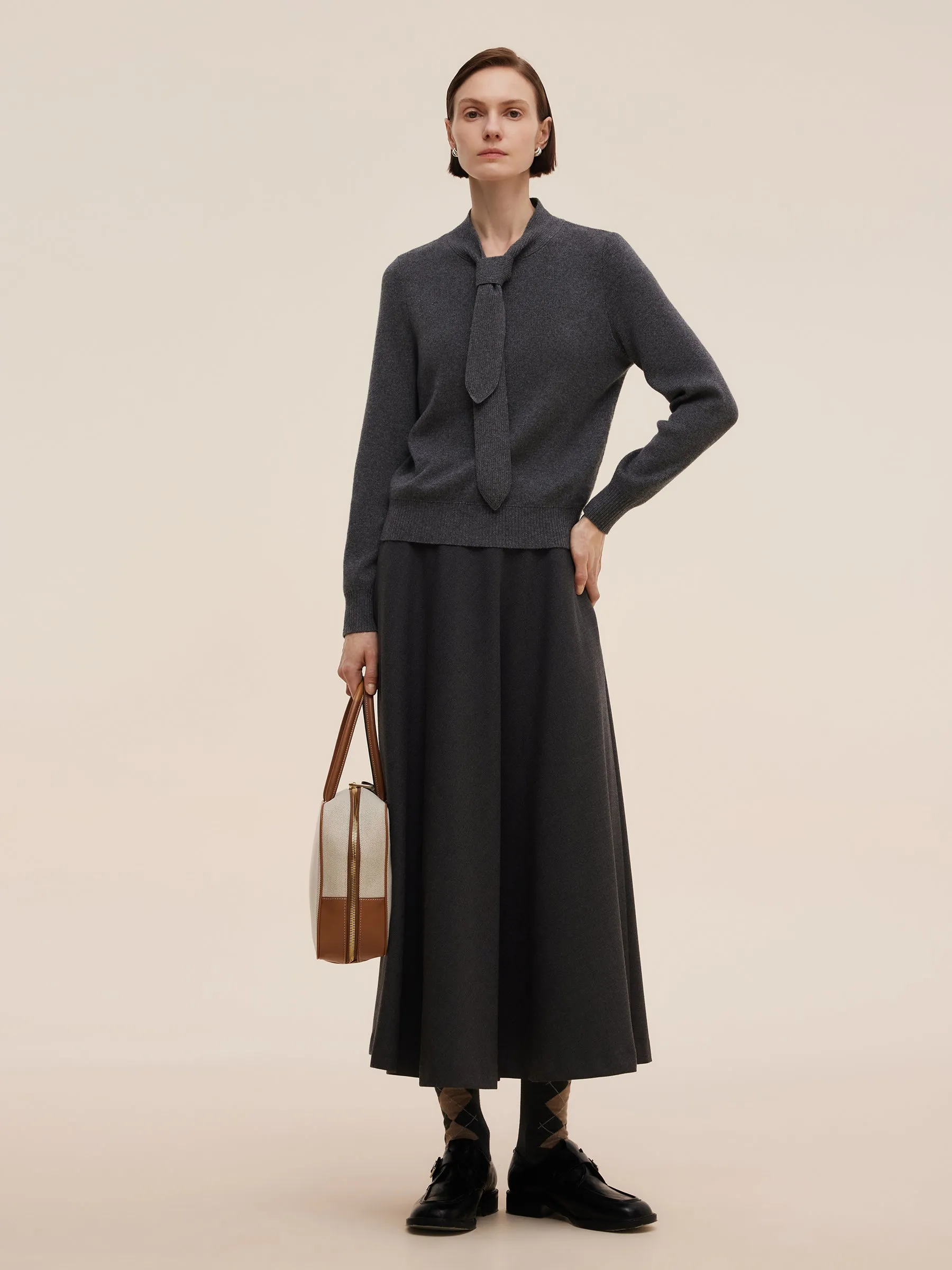 Wool Blend Tie Front Women Knit Top sold by Goelia product image thumbnail 3