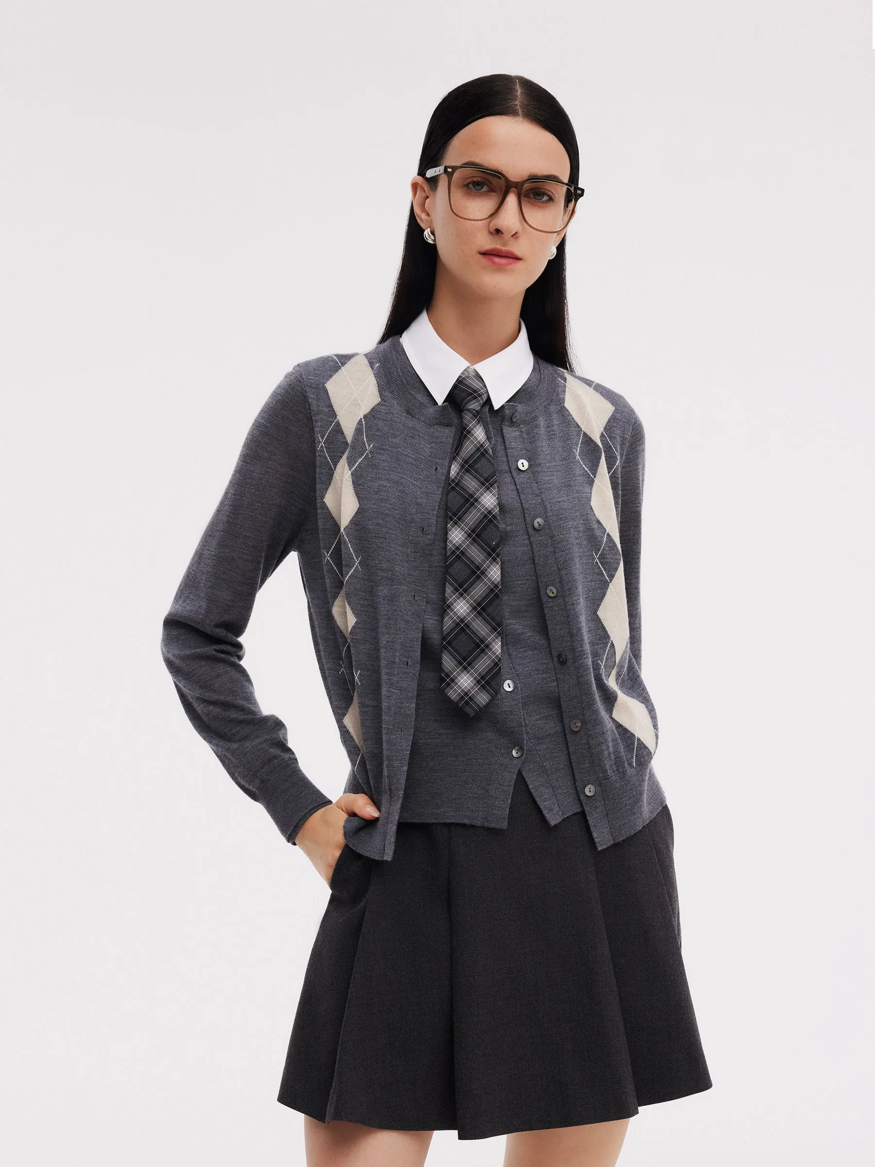 100% Machine Washable Wool Faux Two-Piece Women Cardigan sold by Goelia