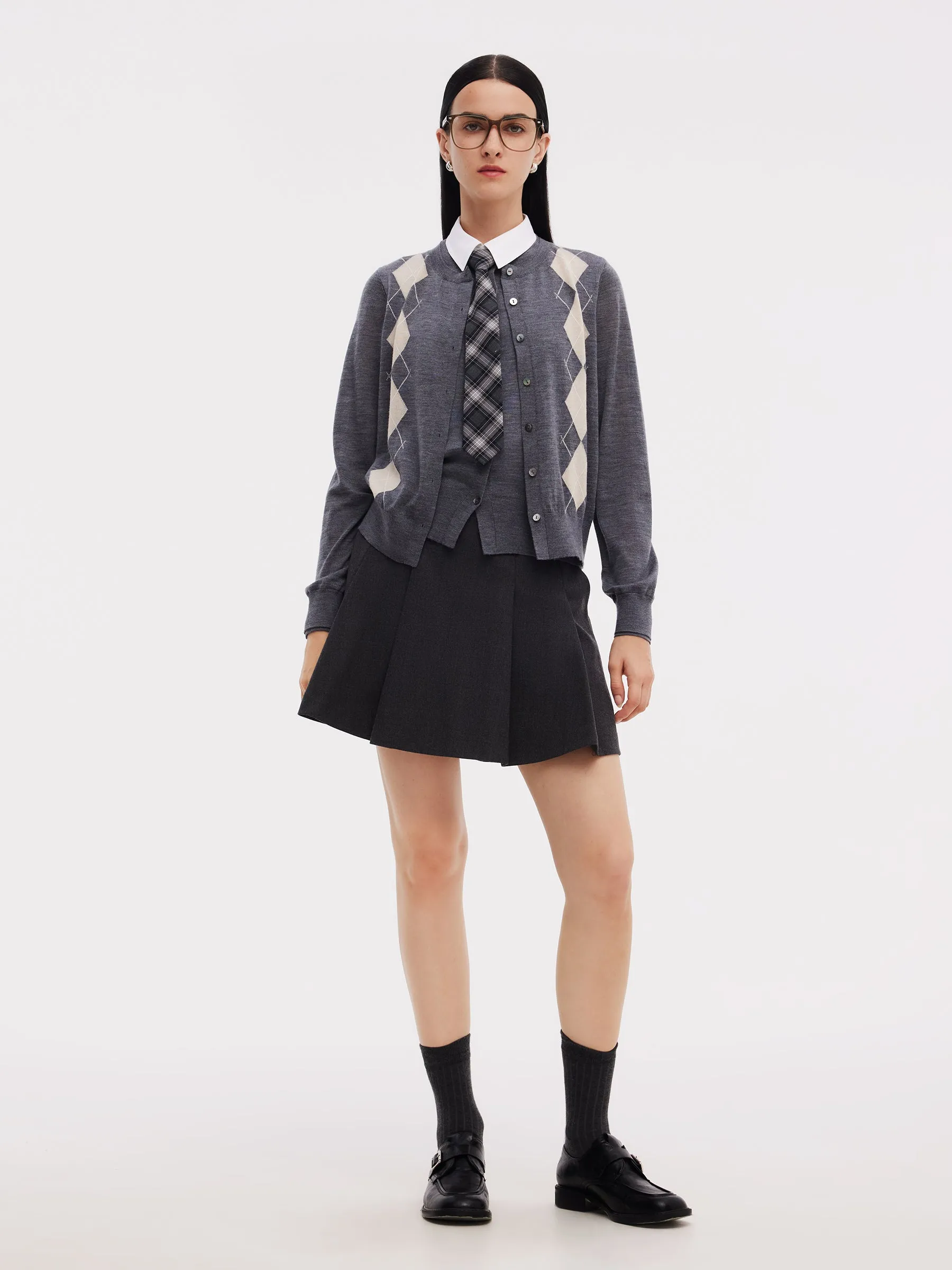 100% Machine Washable Wool Faux Two-Piece Women Cardigan sold by Goelia product image thumbnail 2