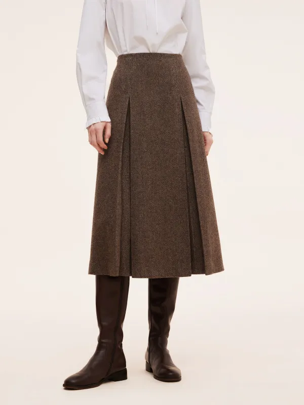 100% Washable Wool A-Line Women Skirt sold by Goelia