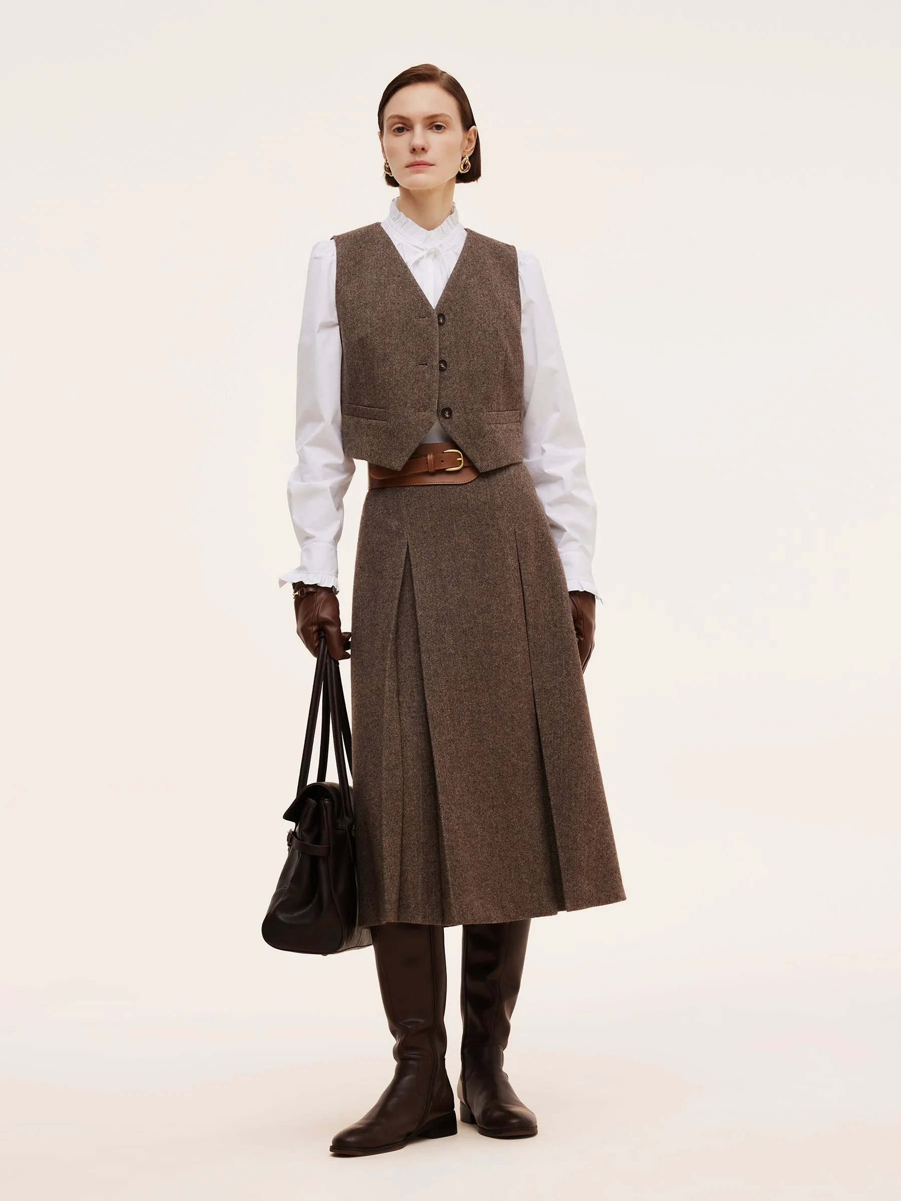 100% Washable Wool V-Neck Women Vest sold by Goelia product image thumbnail 2