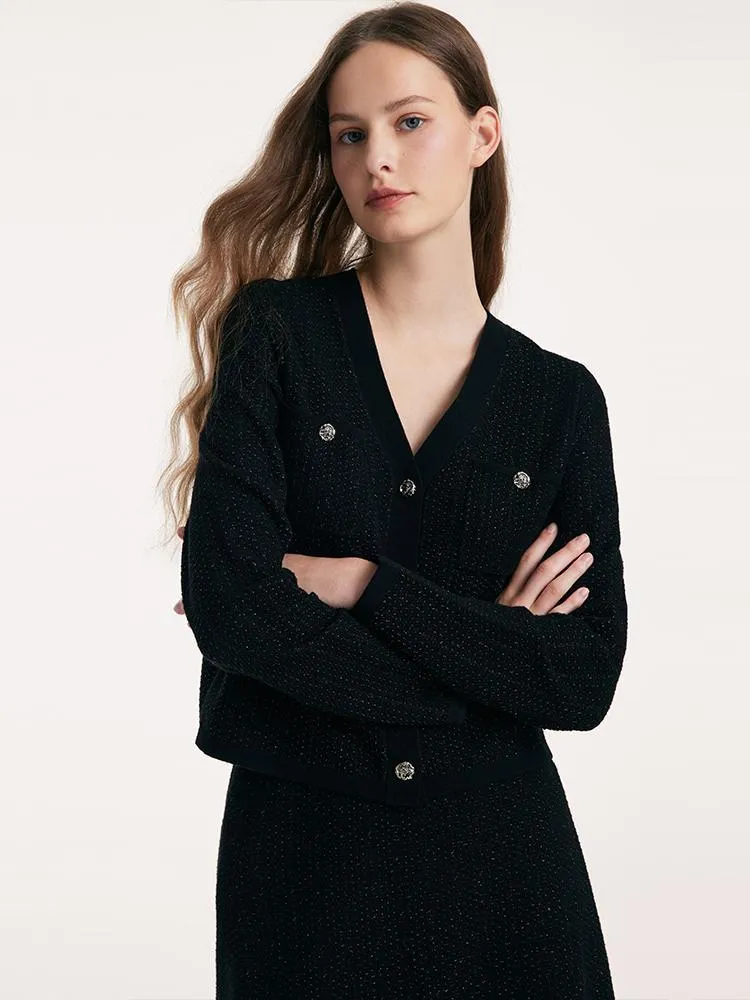 Thermostatic Wool V-Neck Knitted Cardigan And Skirt Two-Piece Set sold by Goelia product image thumbnail 5