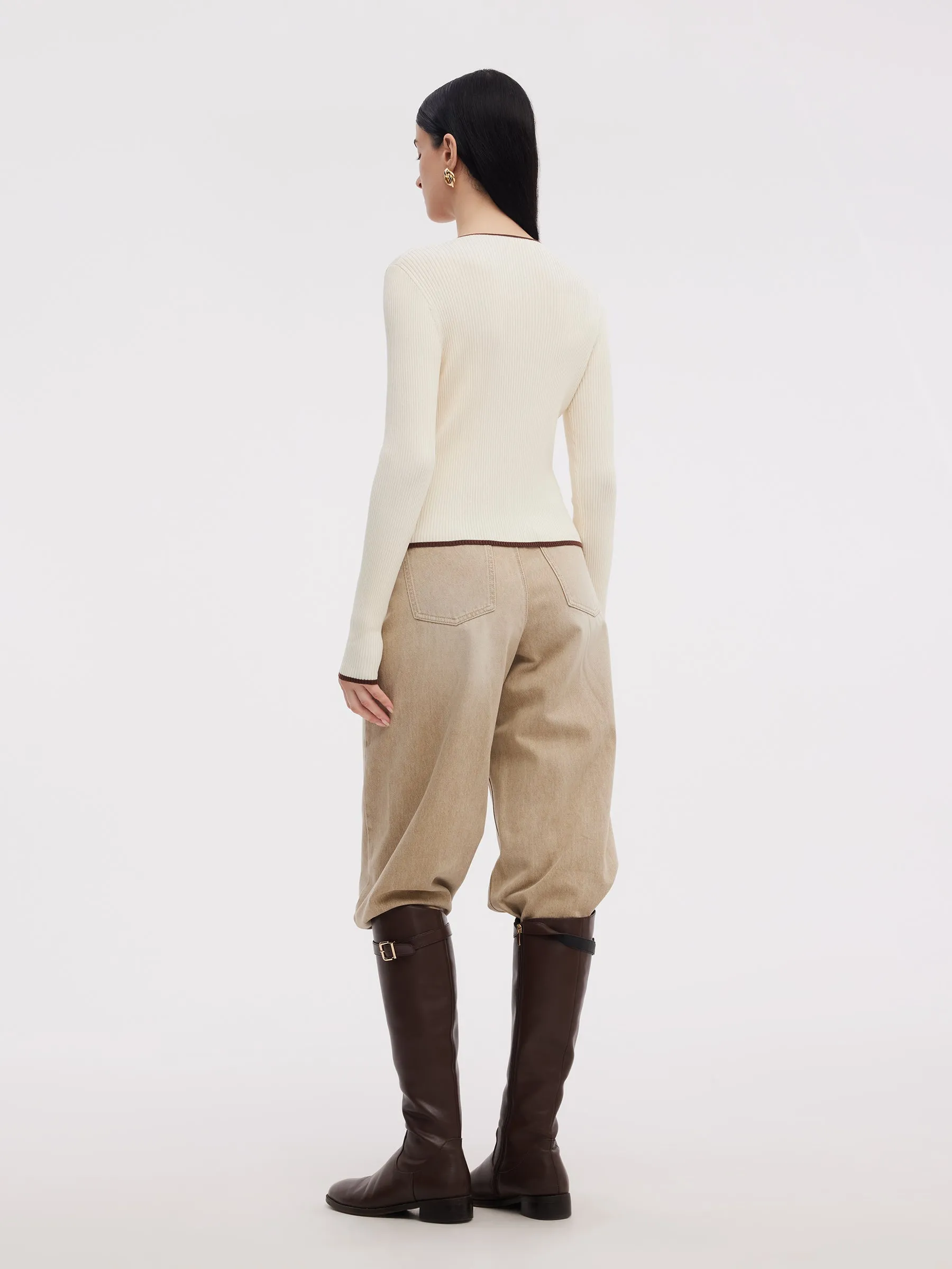 Tencel Blend Contrast Trim Zip-Up Women Cardigan sold by Goelia product image thumbnail 3