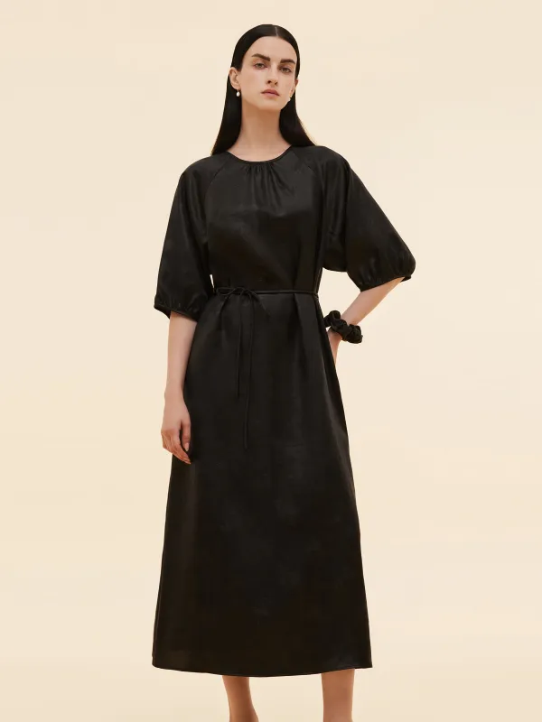 19MM Xiang Yun Silk Jacquard Women Self-Tie Belt Maxi Dress sold by Goelia