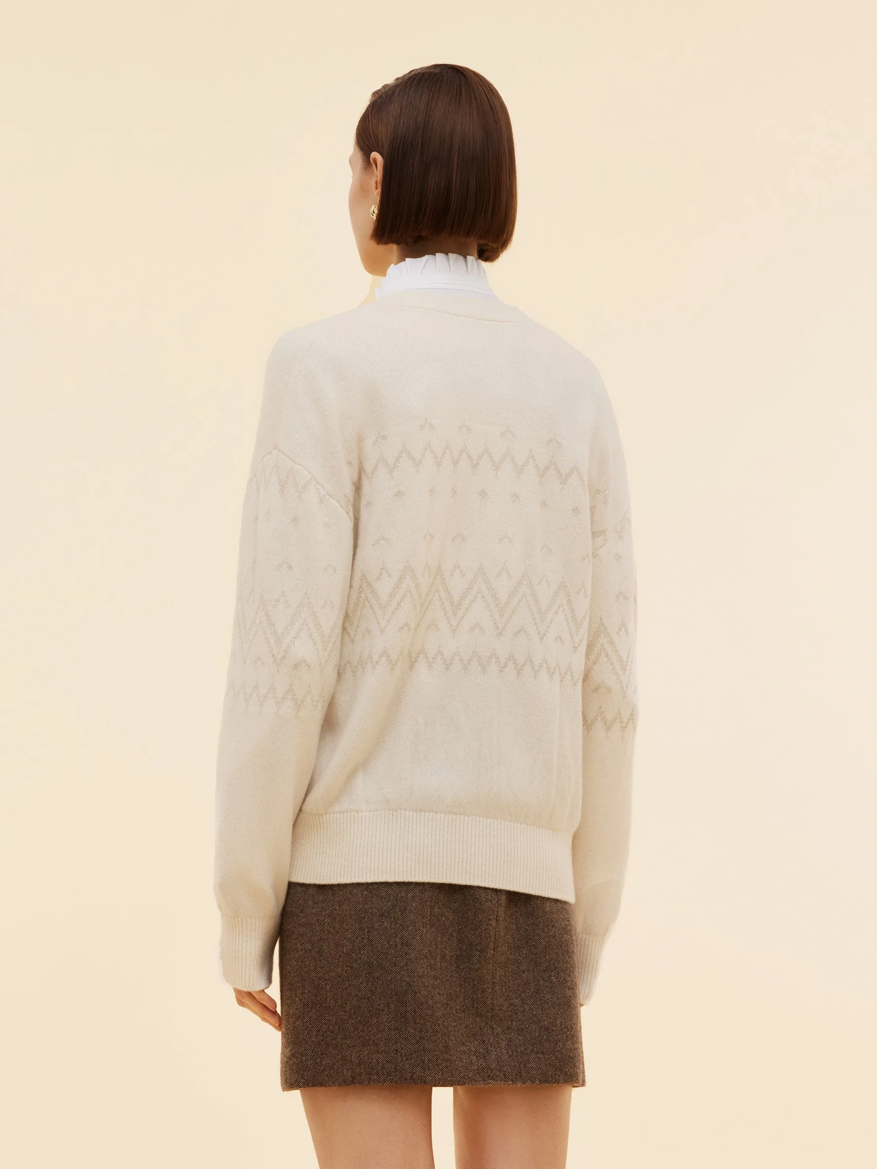 100% Wool Jacquard Women Cardigan sold by Goelia product image thumbnail 4