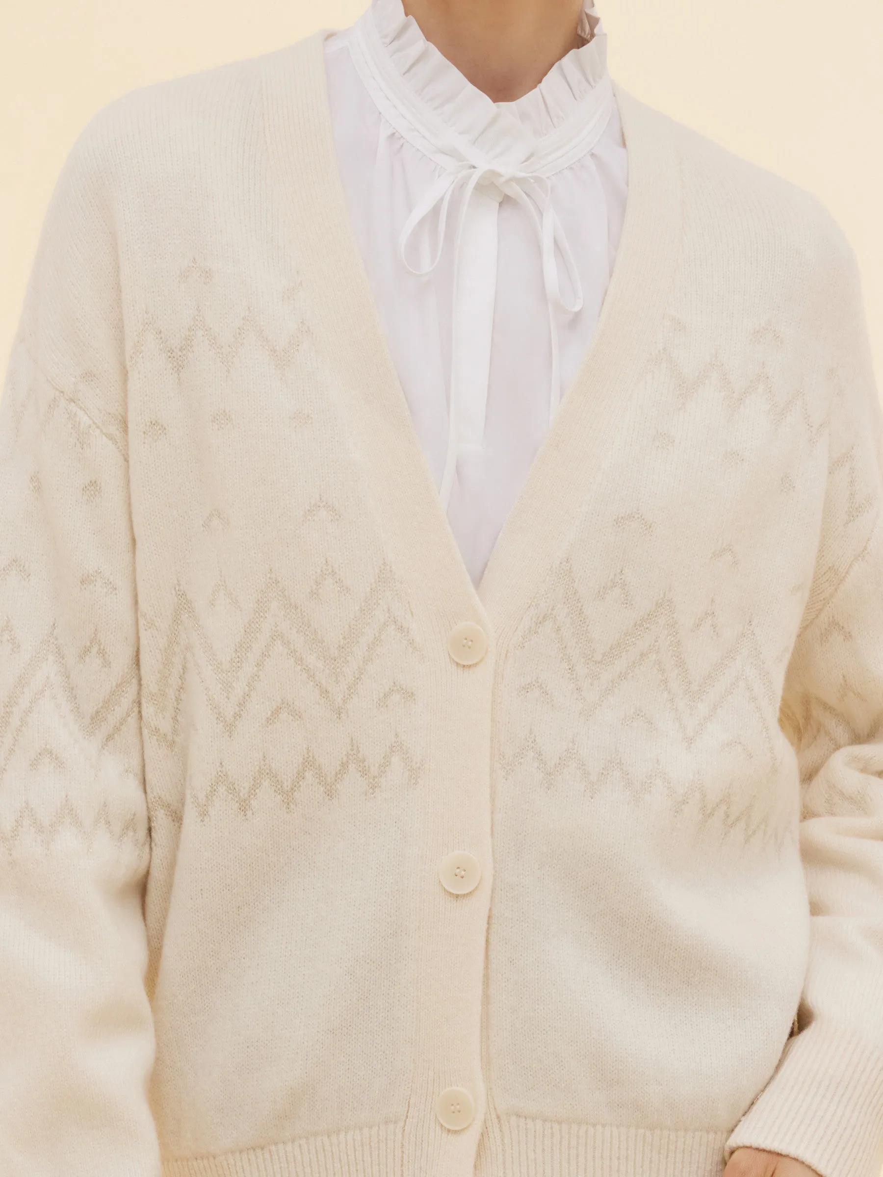 100% Wool Jacquard Women Cardigan sold by Goelia product image thumbnail 5