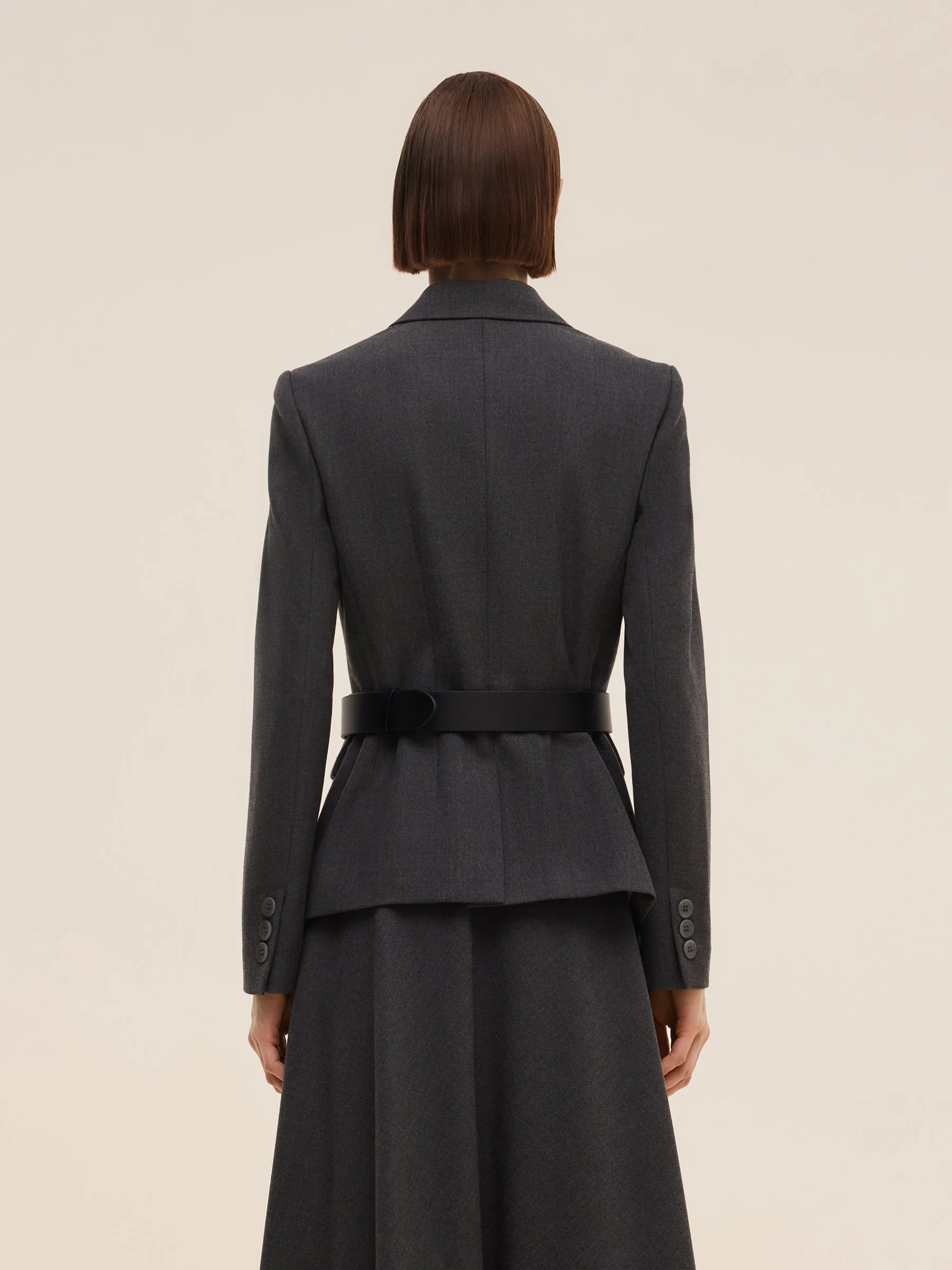 Worsted Wool Blend Women Blazer With Fringe Scarf And Belt sold by Goelia product image thumbnail 5