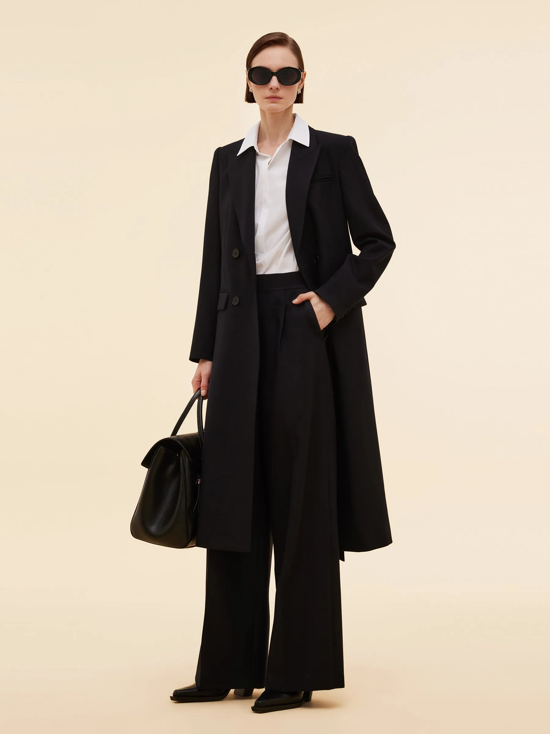 Worsted Wool Blend Notched Collar Women Trench Coat sold by Goelia product image thumbnail 2