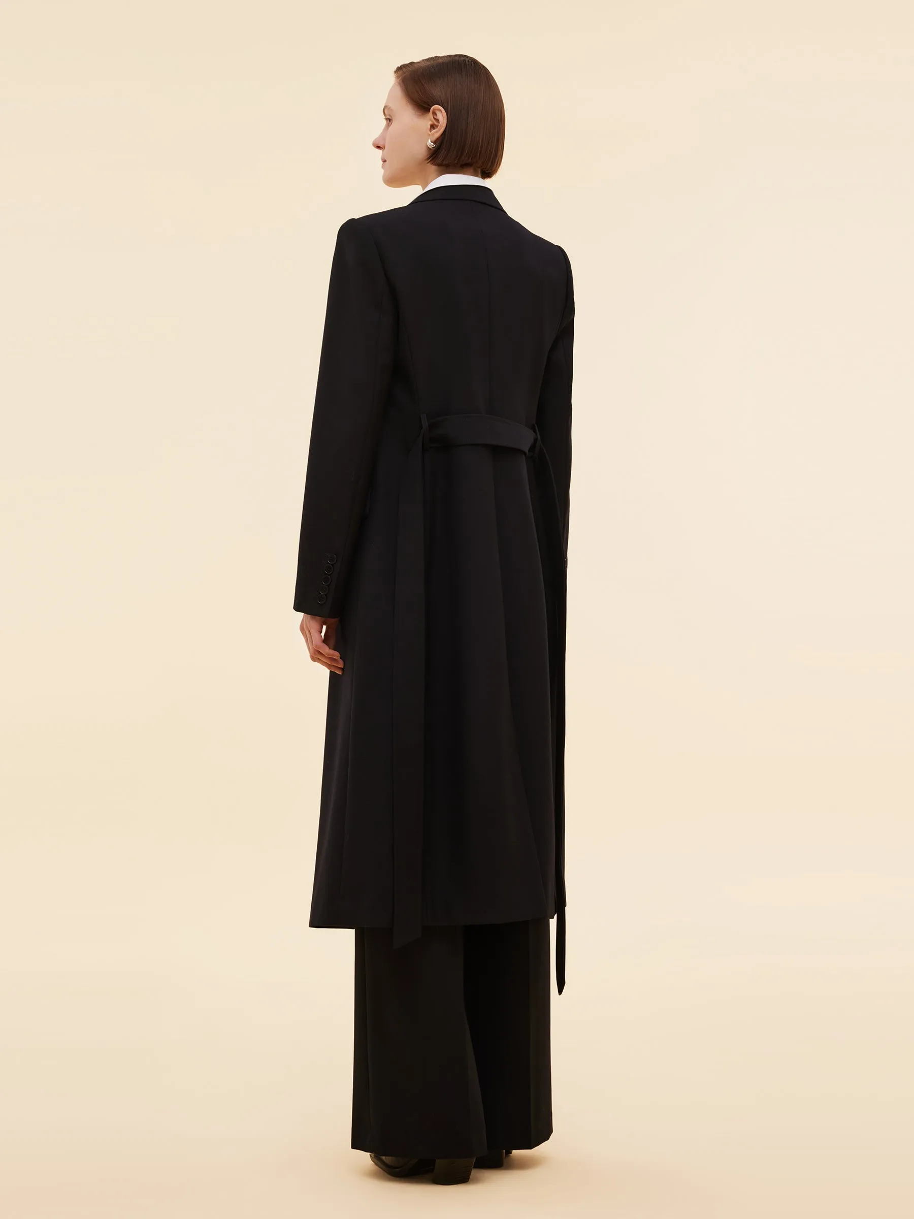 Worsted Wool Blend Notched Collar Women Trench Coat sold by Goelia product image thumbnail 3