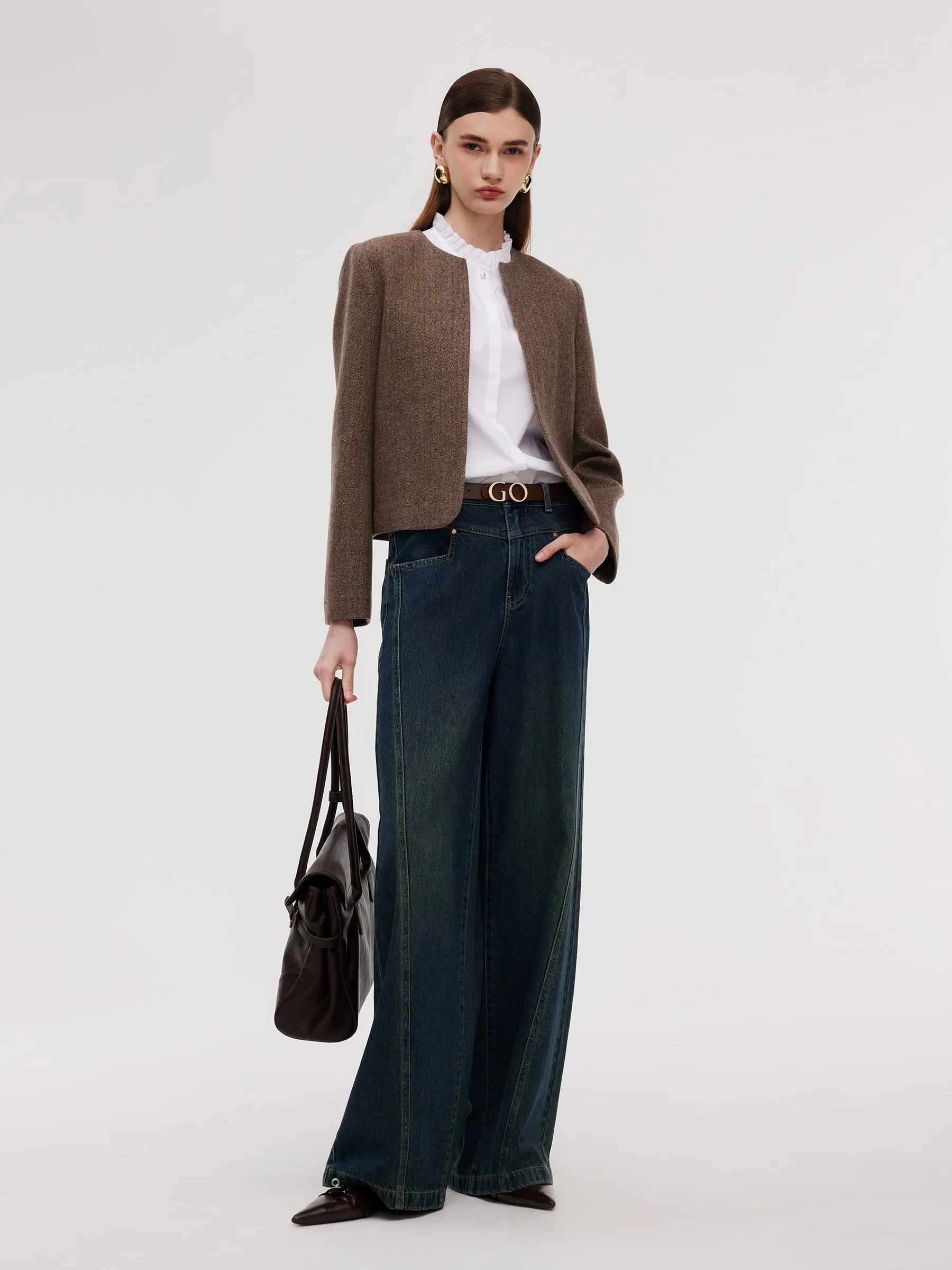 Washable Wool Round Neck Straight Fit Women Jacket sold by Goelia product image thumbnail 2