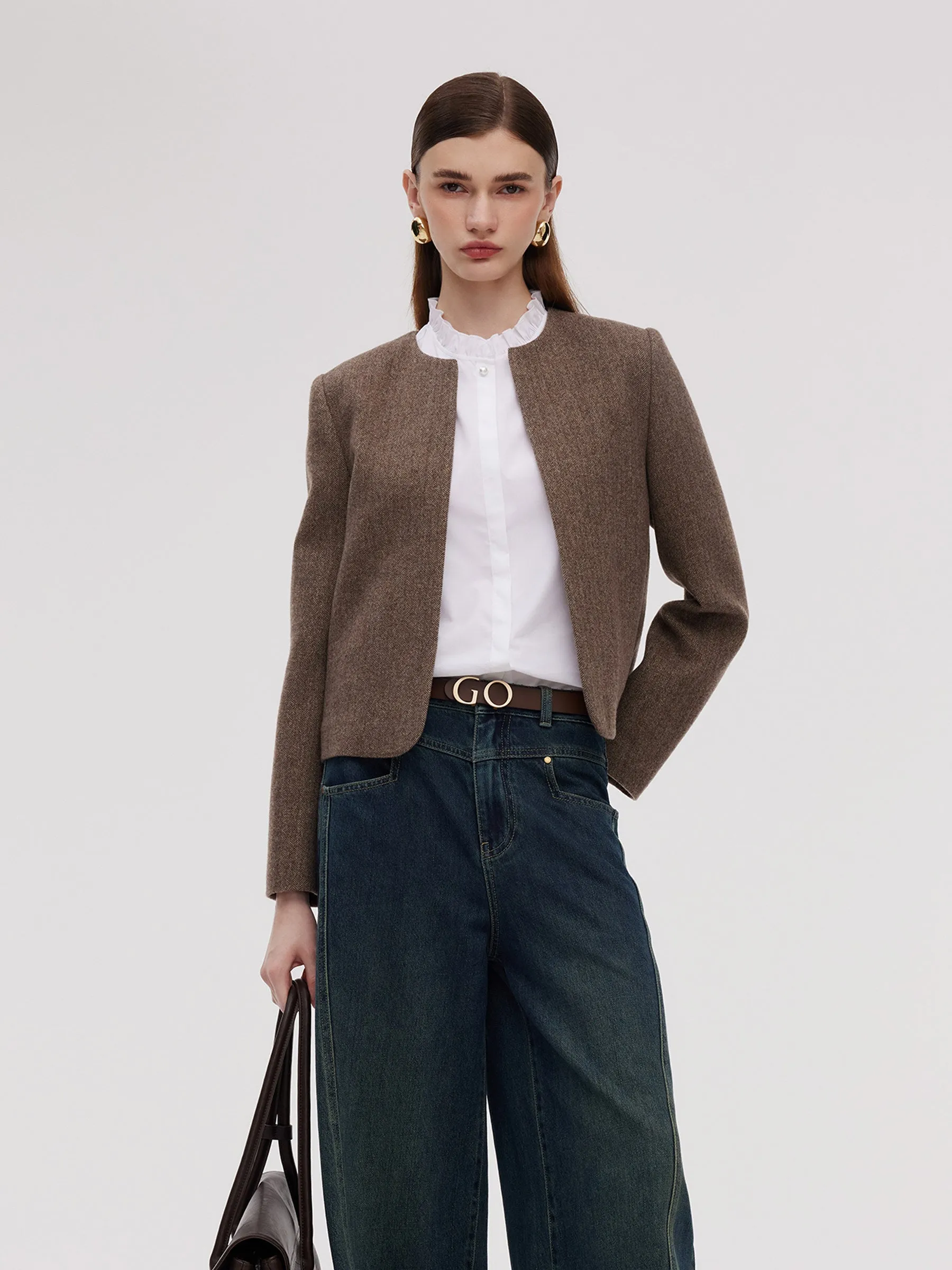 Washable Wool Round Neck Straight Fit Women Jacket sold by Goelia product image thumbnail 4