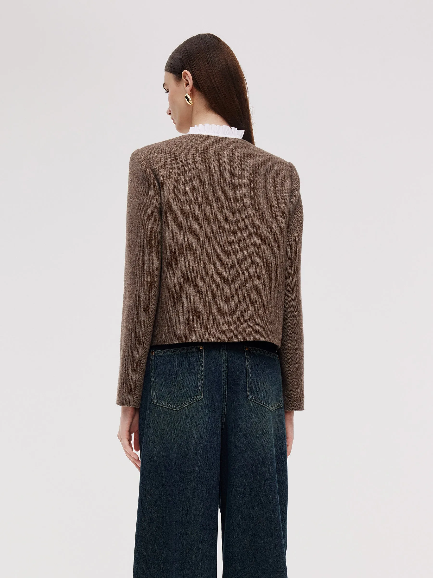 Washable Wool Round Neck Straight Fit Women Jacket sold by Goelia product image thumbnail 3