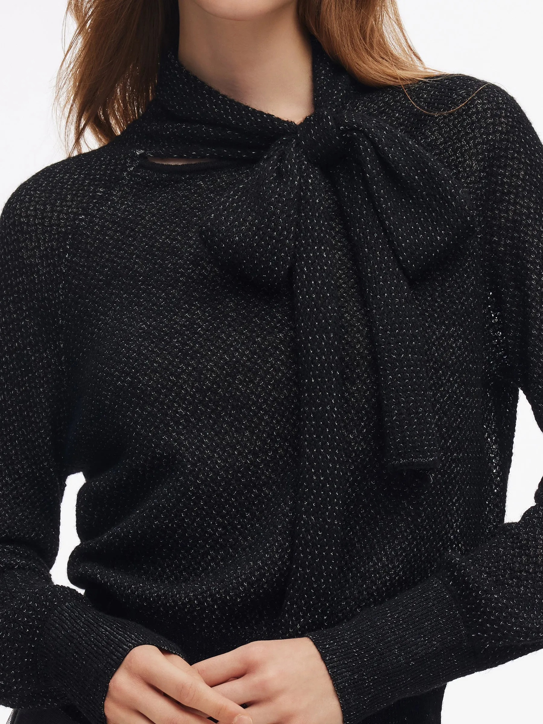 Tie Front Balloon Sleeve Women Knit Top sold by Goelia product image thumbnail 5