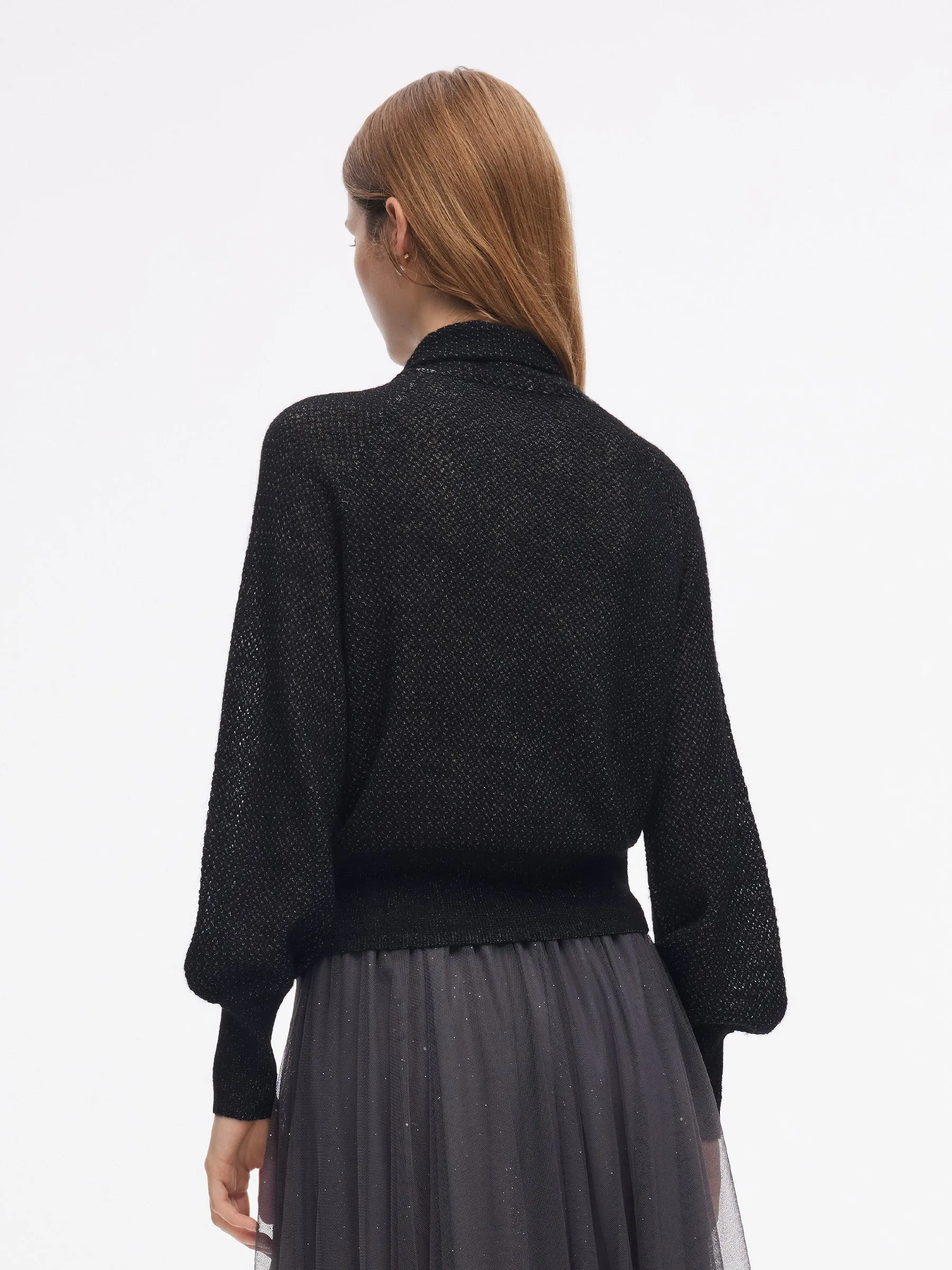 Tie Front Balloon Sleeve Women Knit Top sold by Goelia product image thumbnail 4