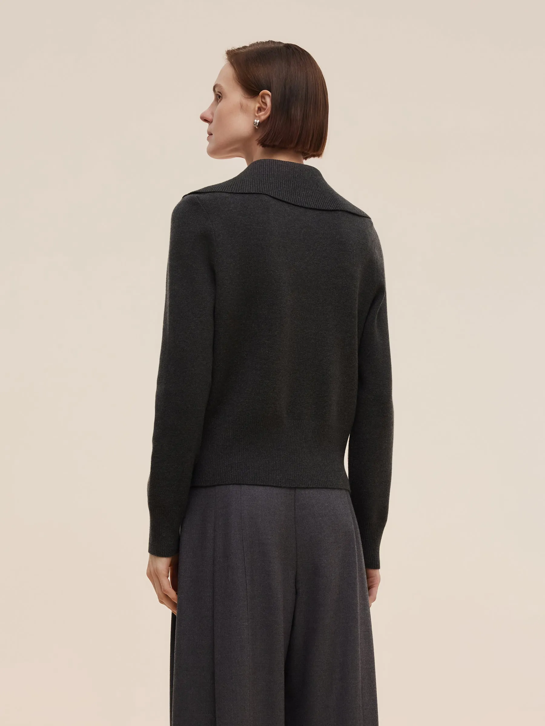 Tencel Wool Blend Zip-Up Women Cardigan sold by Goelia product image thumbnail 4