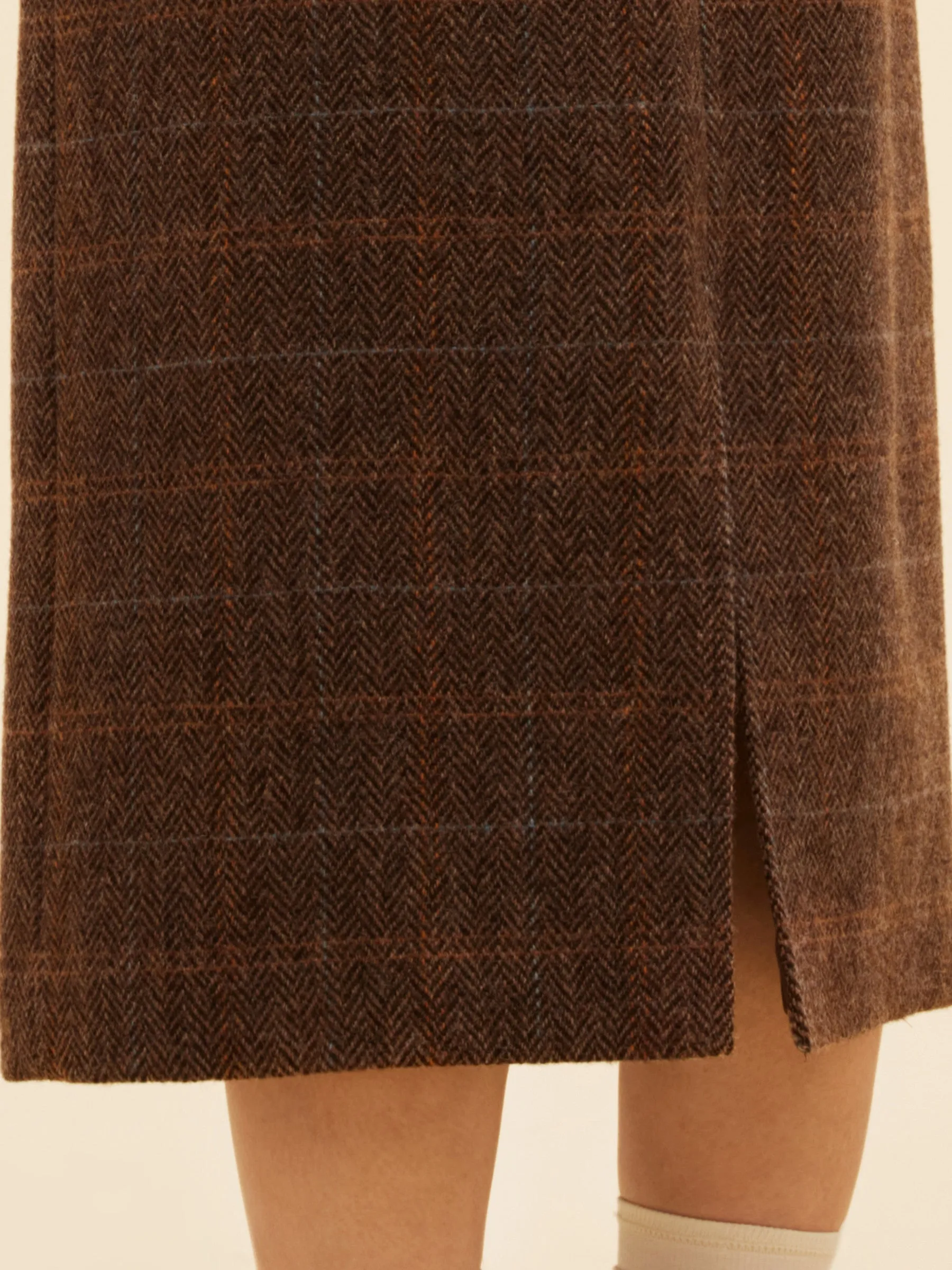 100% Wool Plaid Women Column Skirt sold by Goelia product image thumbnail 5