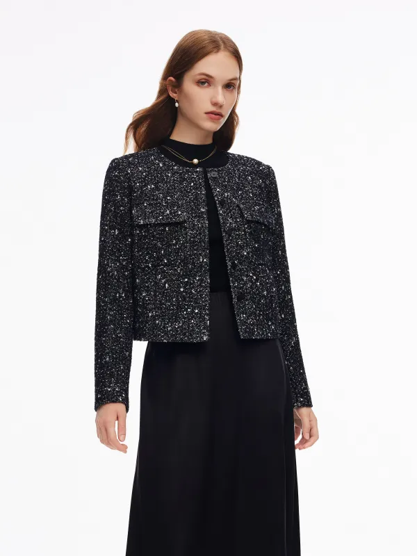 Wool Blend Round Neck Women Jacket sold by Goelia