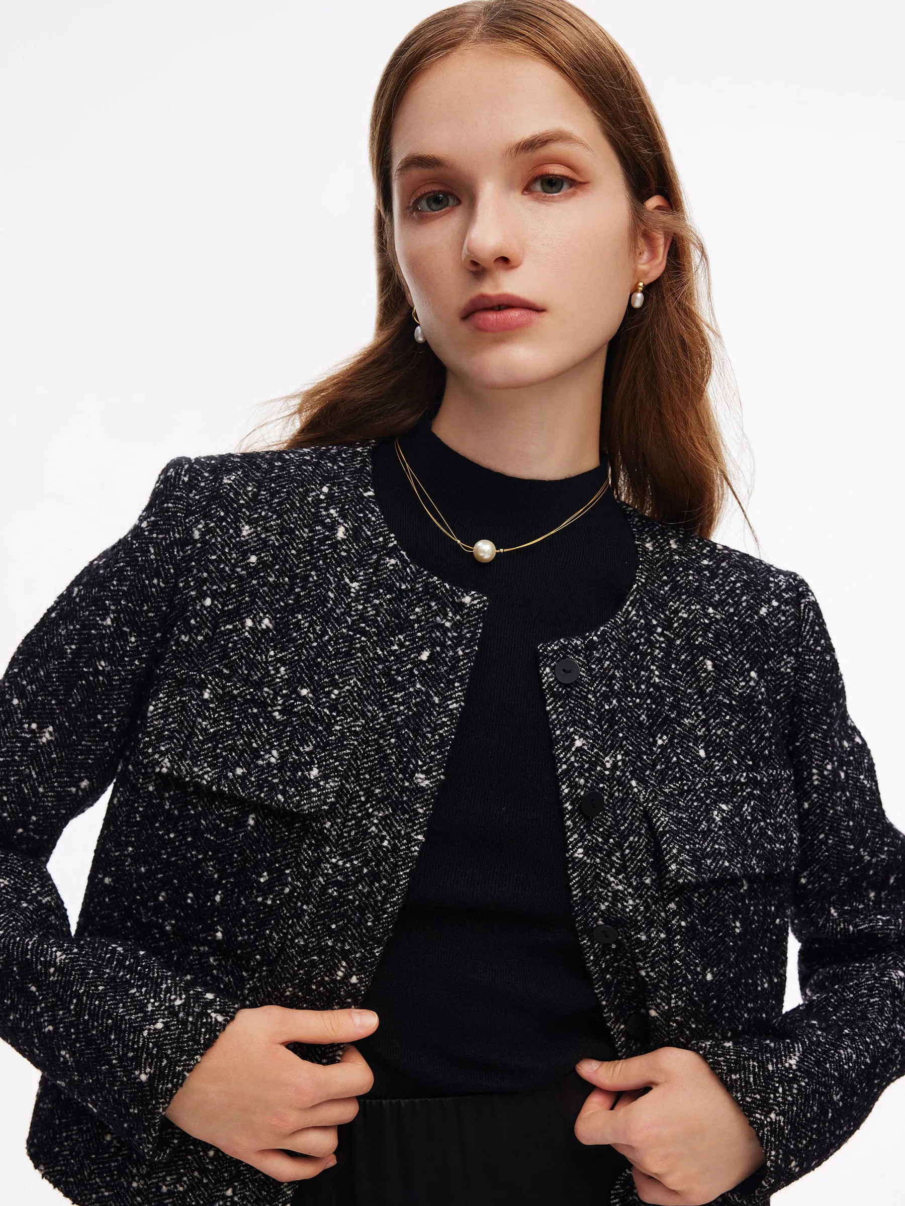 Wool Blend Round Neck Women Jacket sold by Goelia product image thumbnail 4