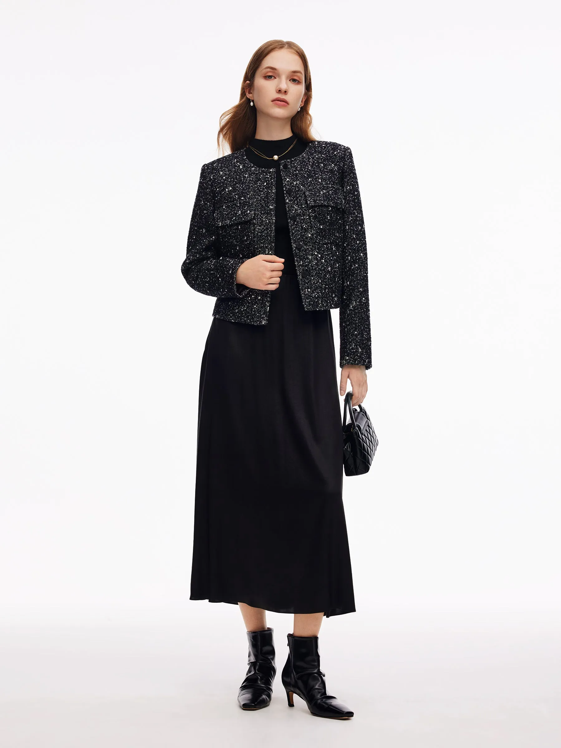 Wool Blend Round Neck Women Jacket sold by Goelia product image thumbnail 2